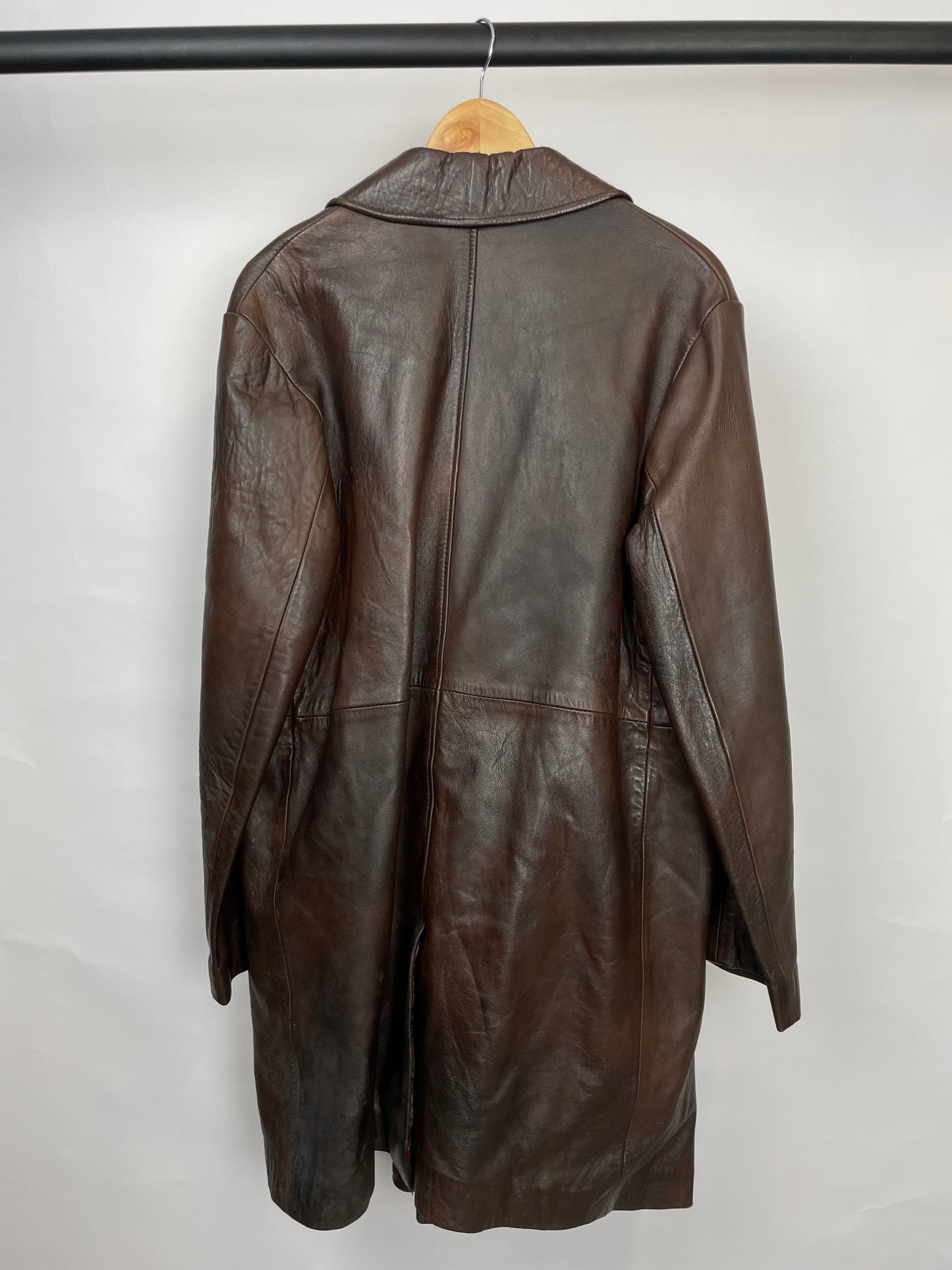 Vintage 90s Long Trench Leather Jacket