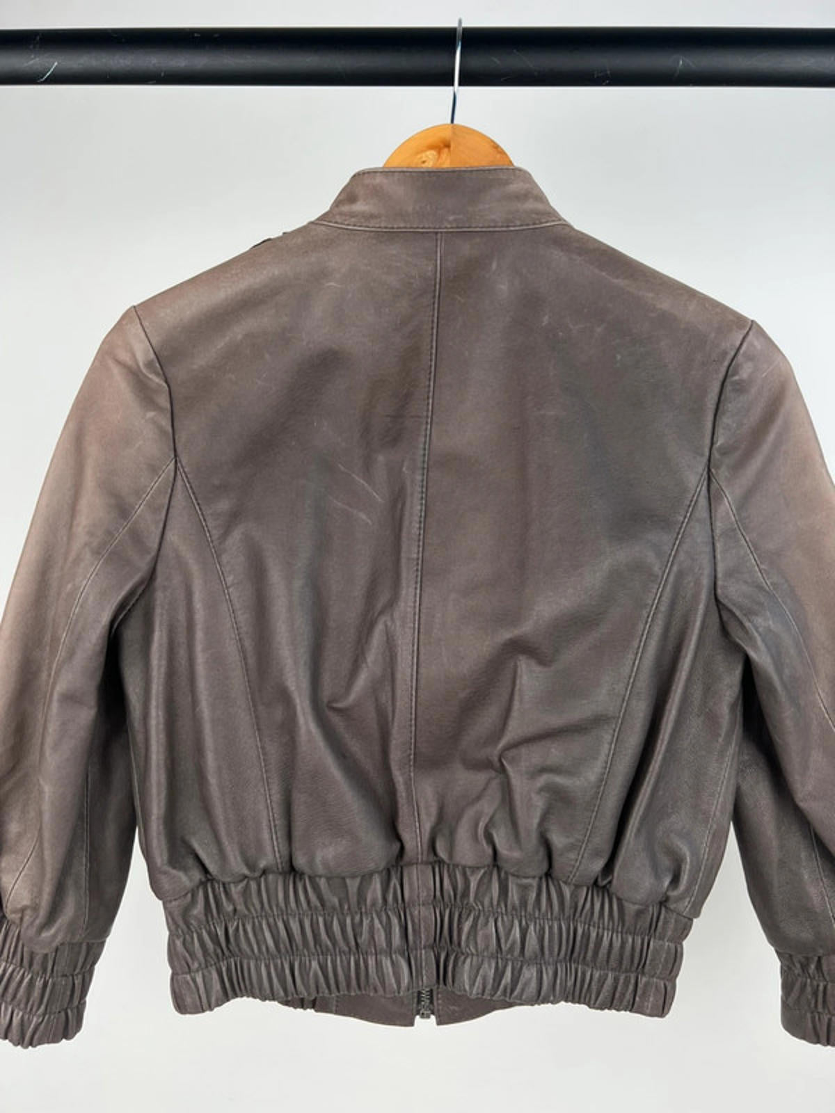 Vintage 90s Ruffle Leather Jacket
