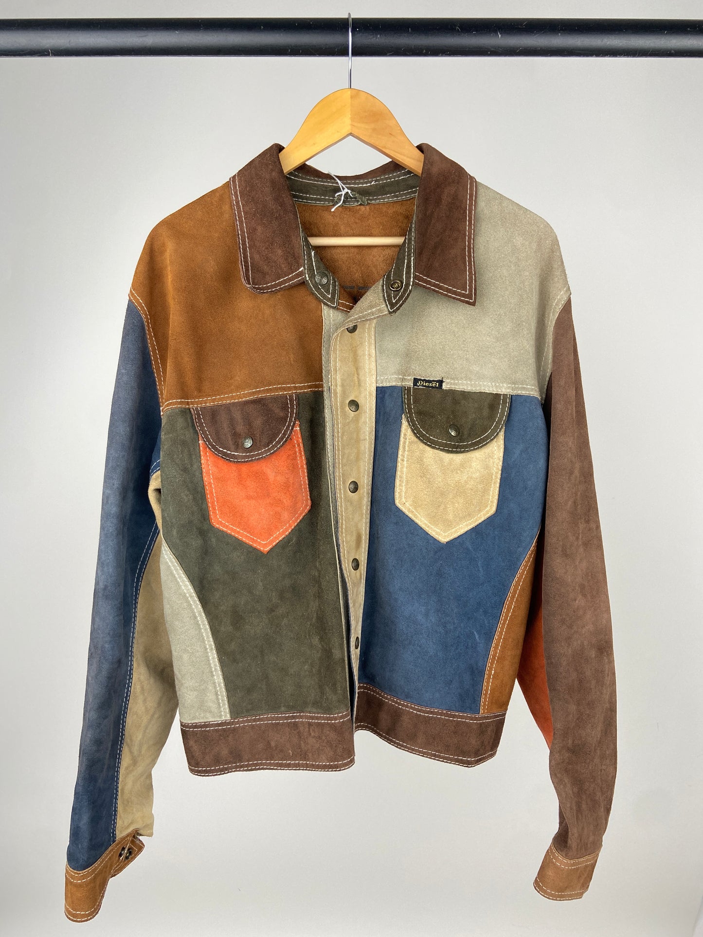 Vintage 90s Reversible Diesel Patchwork Suede Jacket