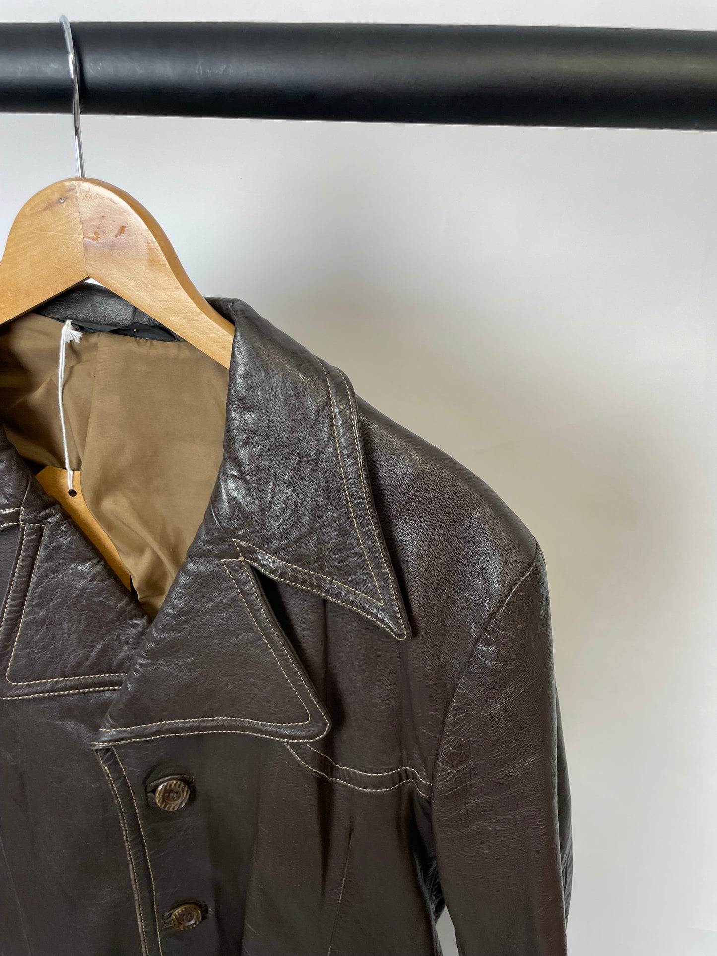 Vintage 90s Long Trench Leather Jacket