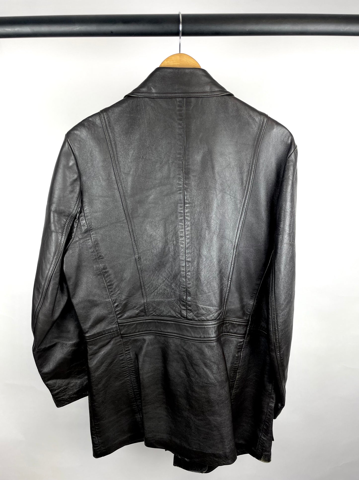 Vintage 90s Long Leather Jacket