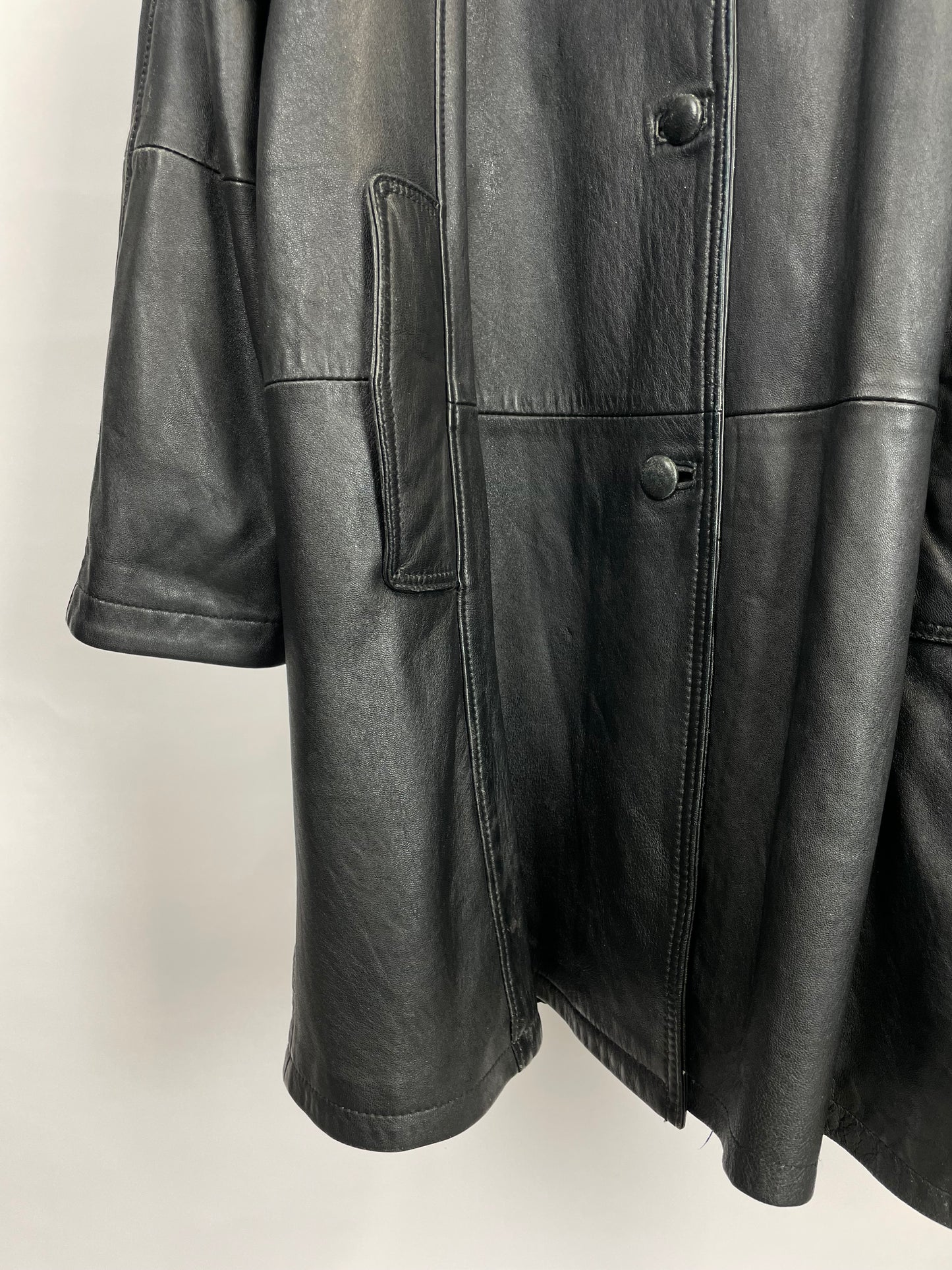Vintage 90s Echtes Leader Long Leather Jacket