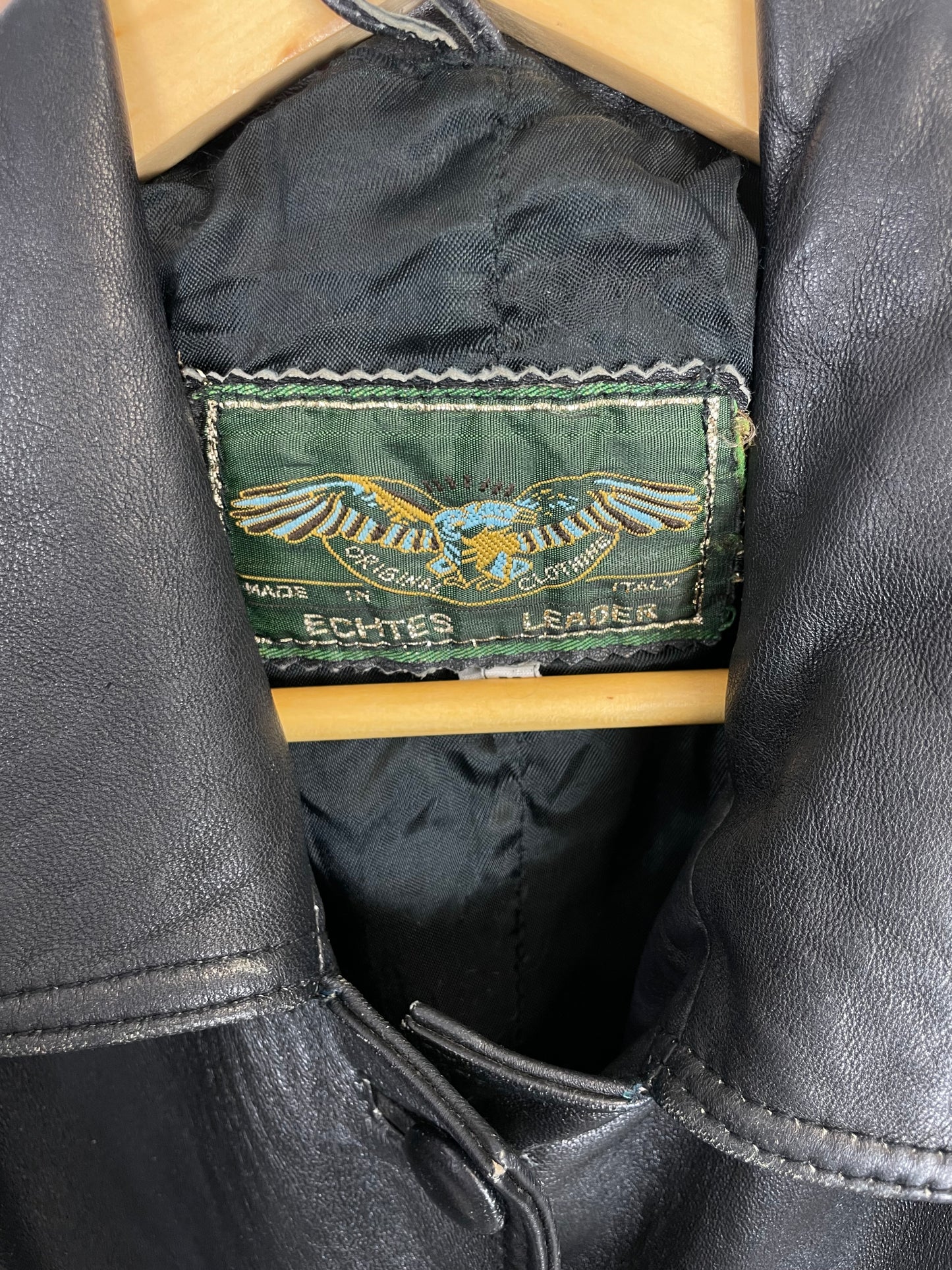 Vintage 90s Echtes Leader Long Leather Jacket