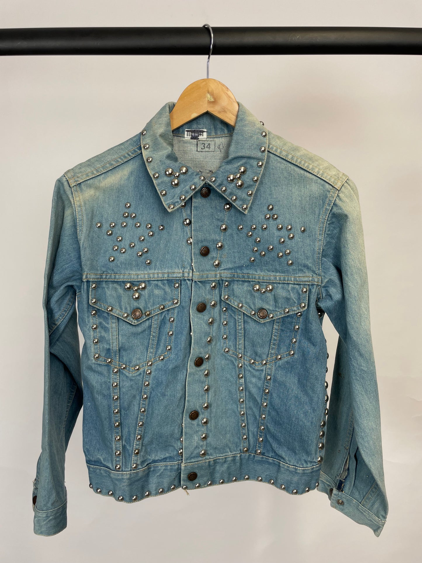 Vintage 90s Denim Star Tack Pattern Jacket
