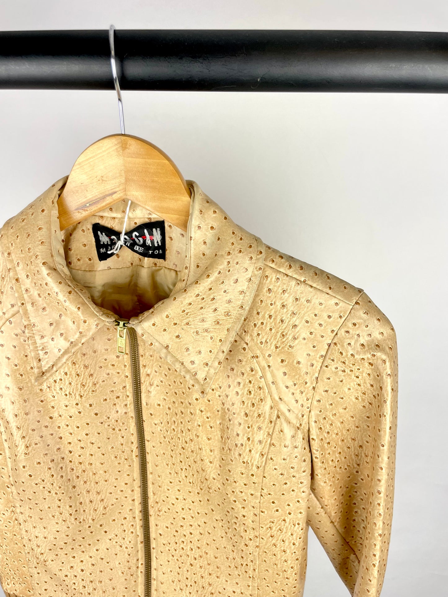 Rare Vintage 90s Ostrich Faux Leather Jacket