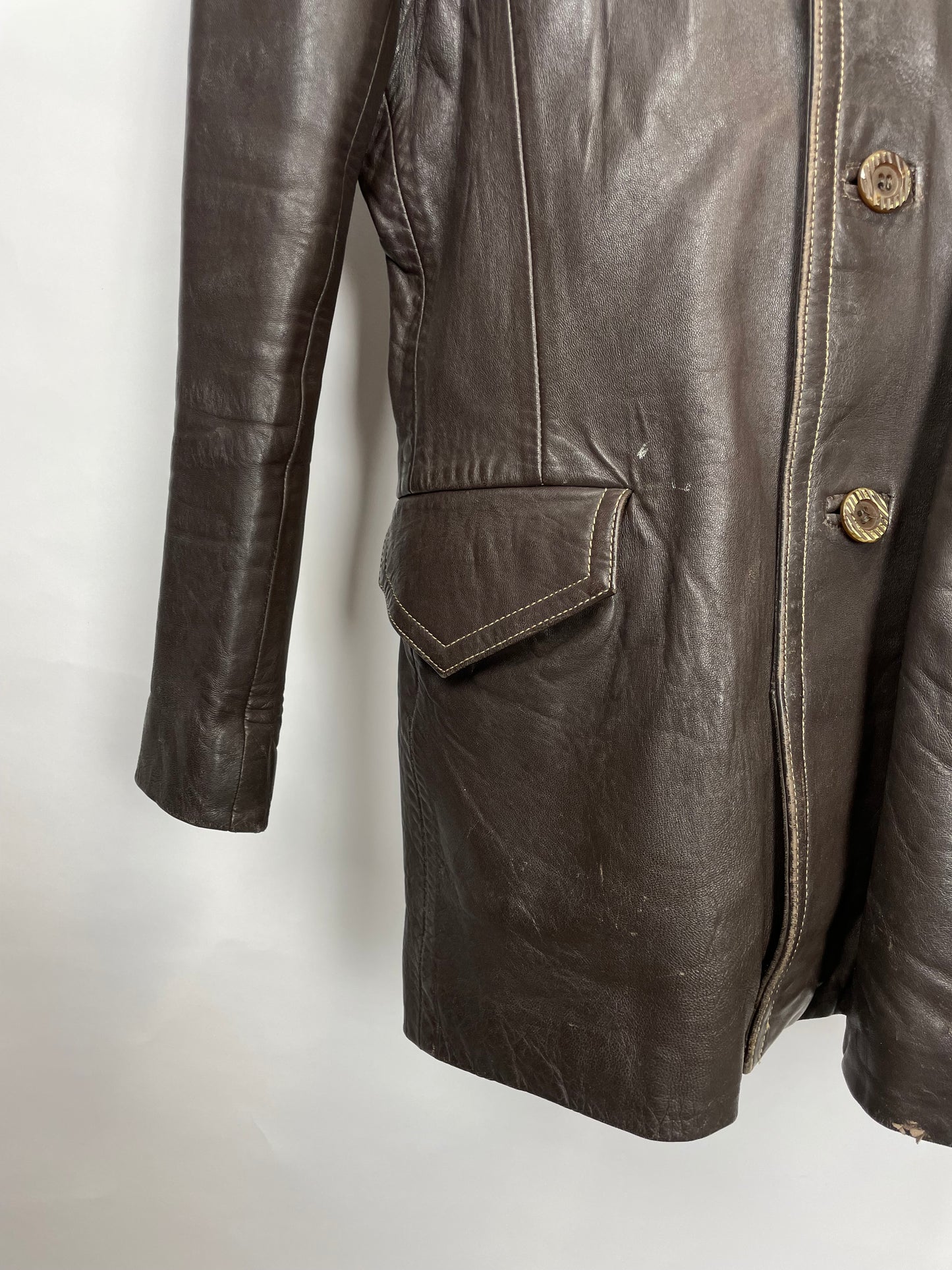 Vintage 90s Long Trench Leather Jacket