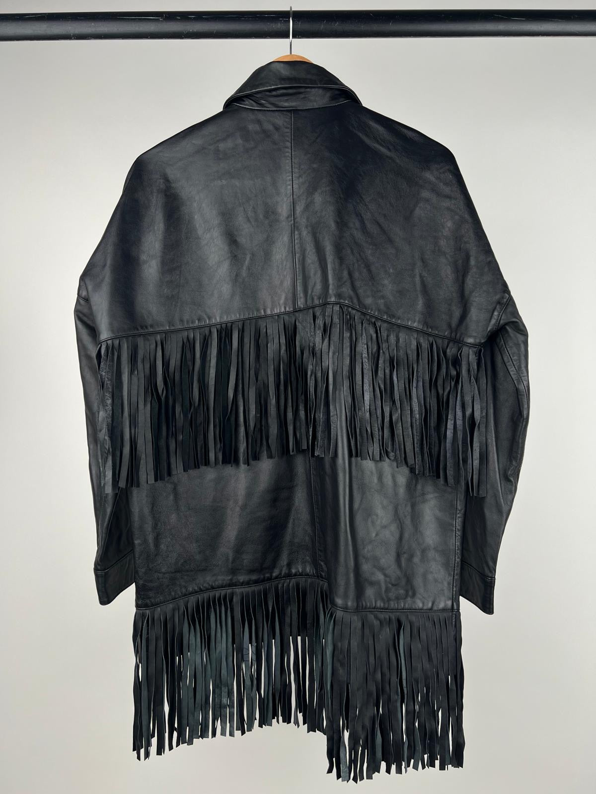 Vintage 90s Barney’s Leather Tassel Long Jacket