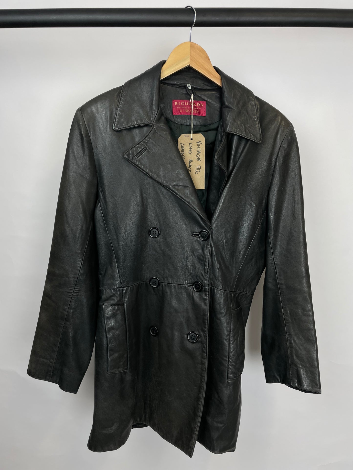 Vintage 90s Richards Reward Long Leather Jacket