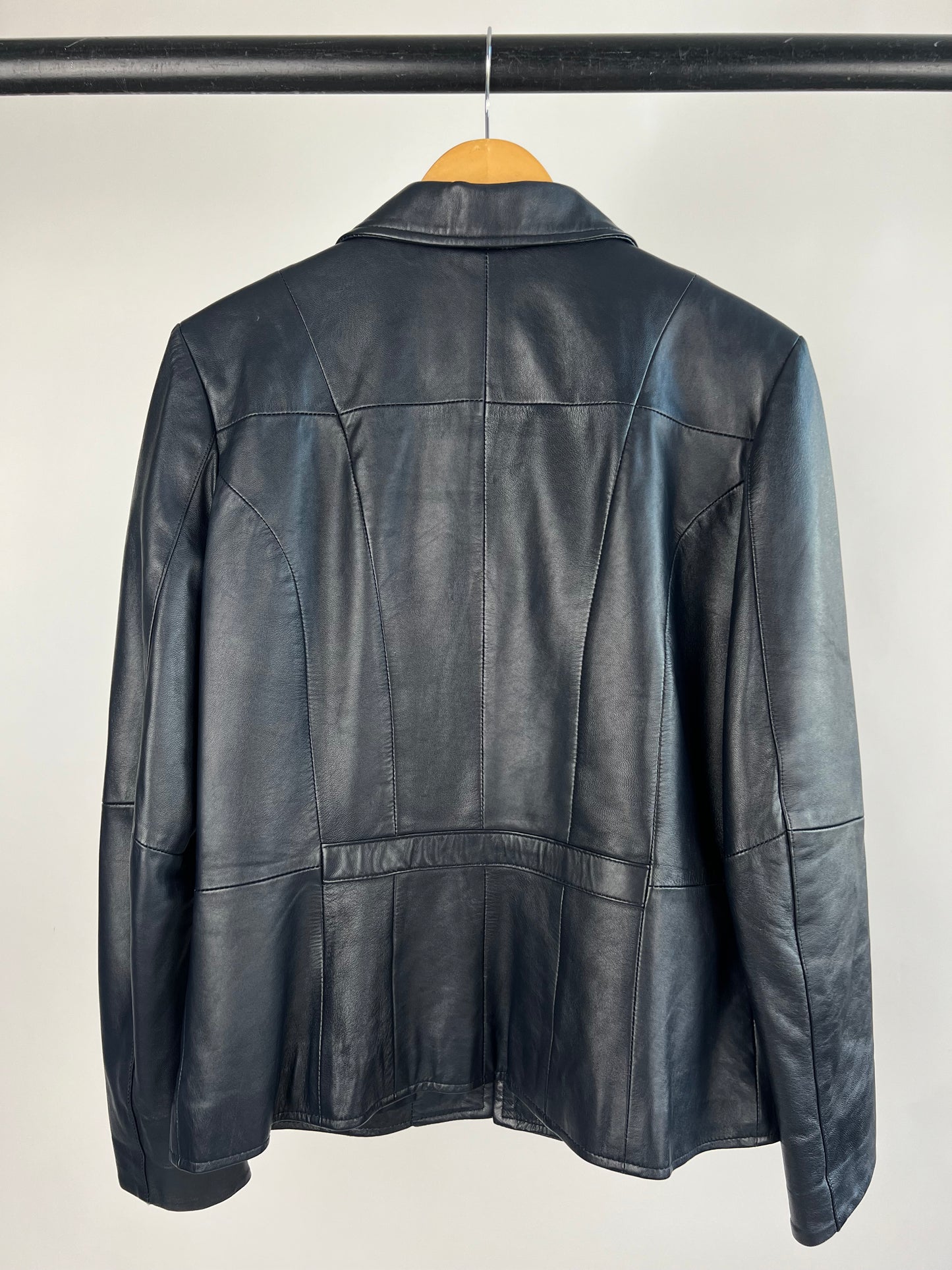 Vintage 90s Navy Blue Leather Jacket