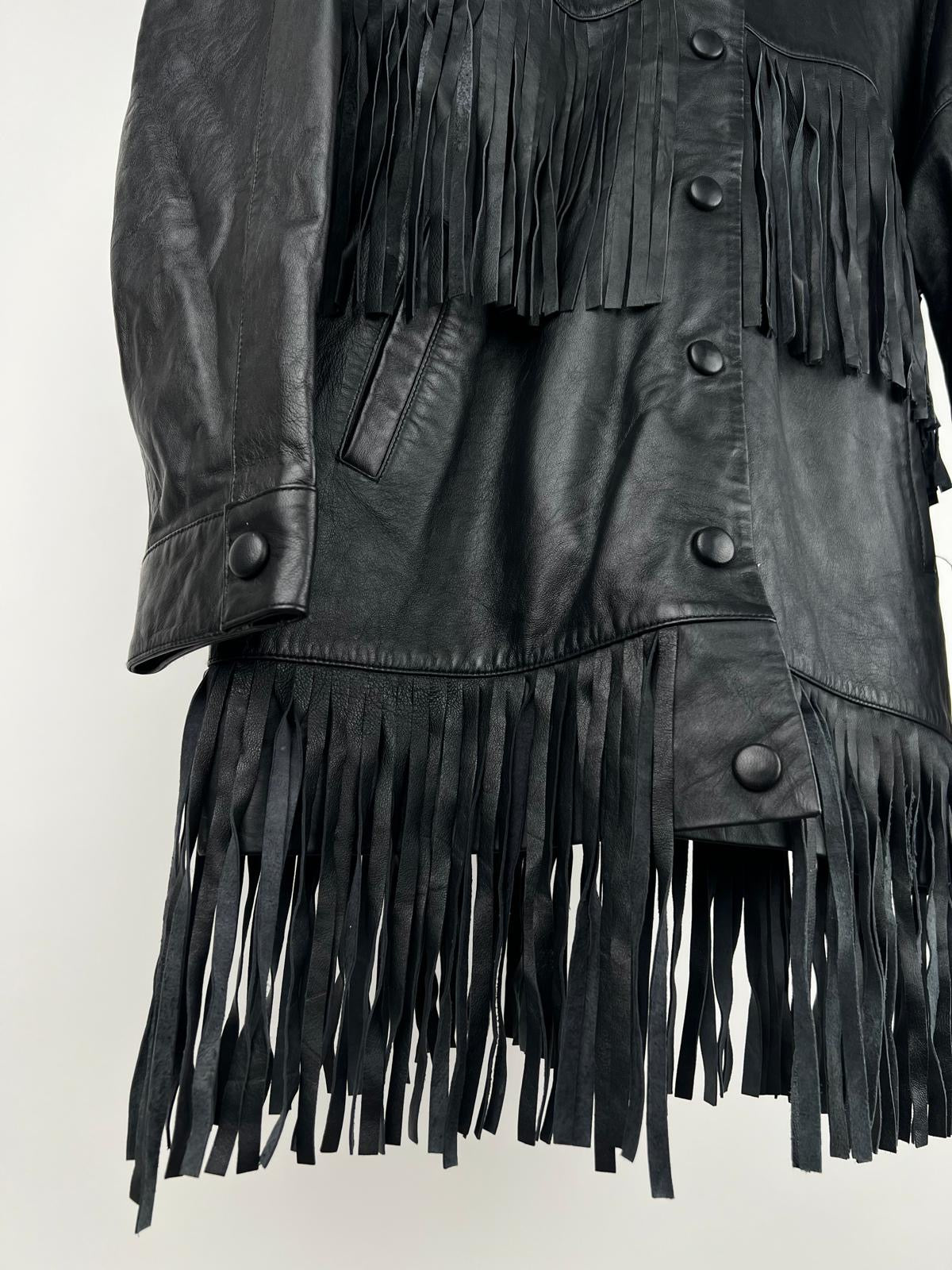 Vintage 90s Barney’s Leather Tassel Long Jacket