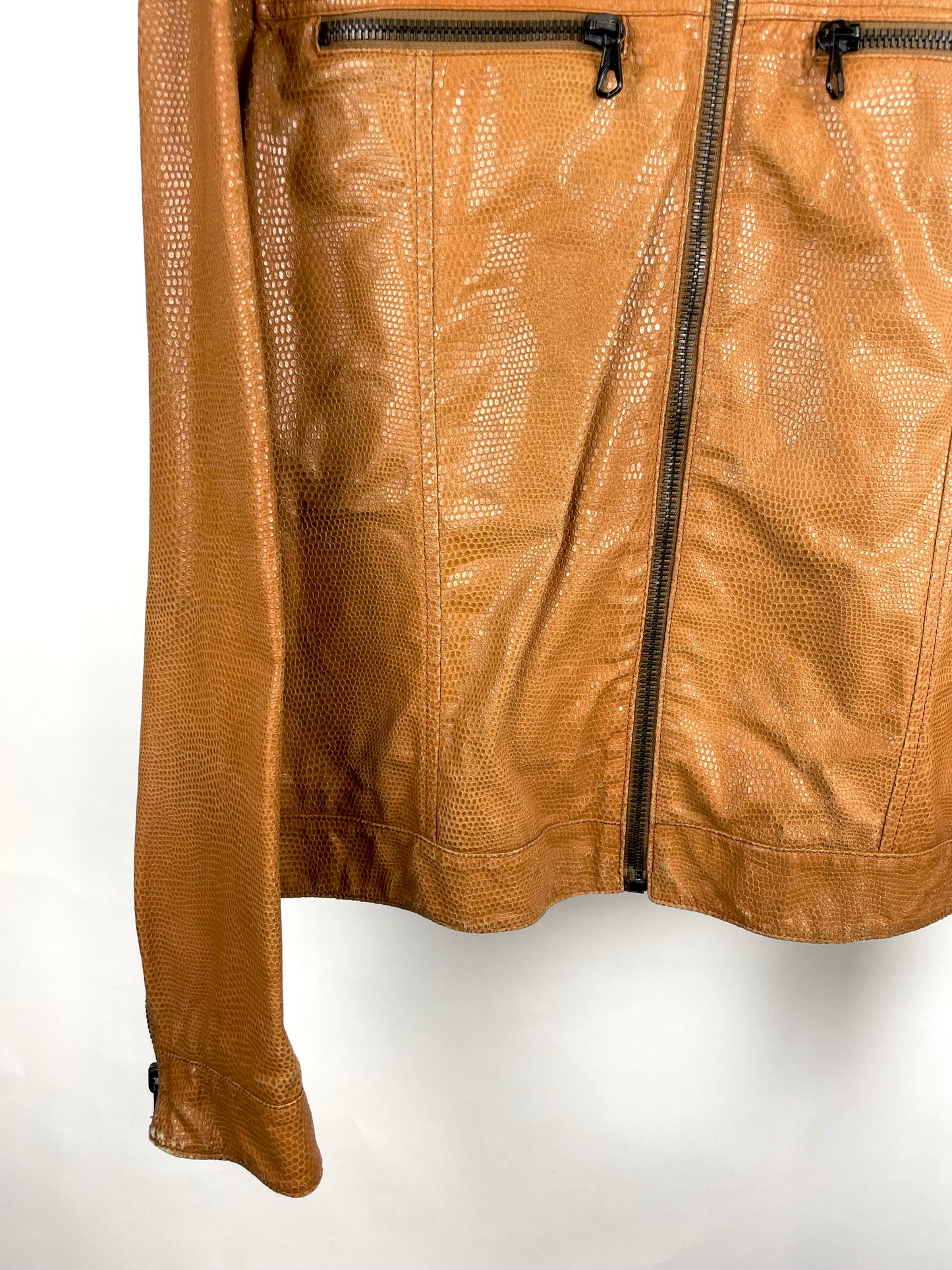 Rare Vintage 90s Armani Brown Snakeskin Leather Jacket