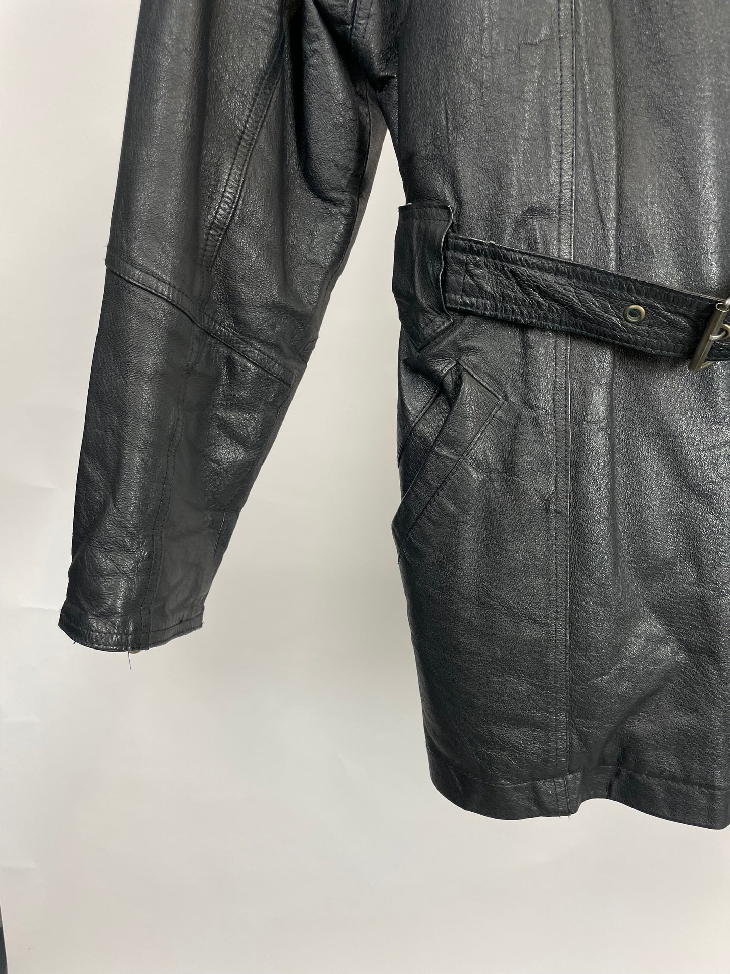 Vintage 90s Milan Long Trench Leather Jacket