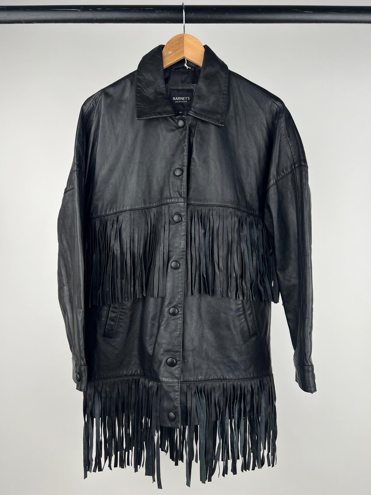 Vintage 90s Barney’s Leather Tassel Long Jacket