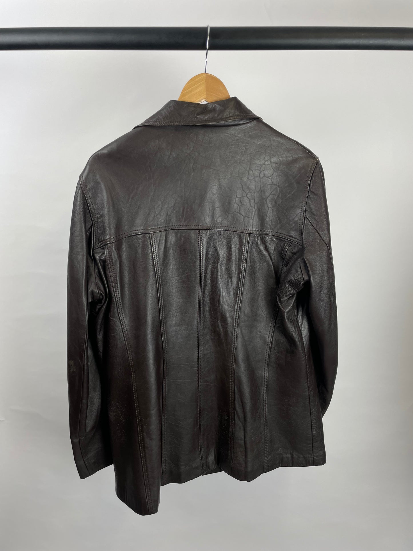 Vintage 70s Long Brown Leather Jacket