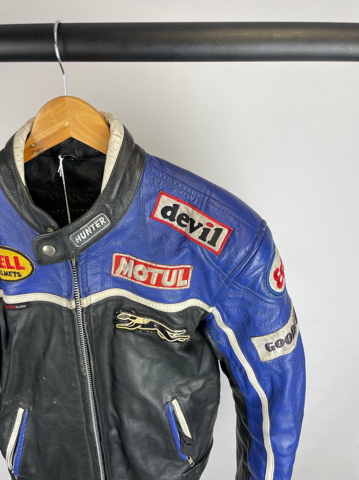 Vintage 90s Hunter Class Leather Motorbike Jacket
