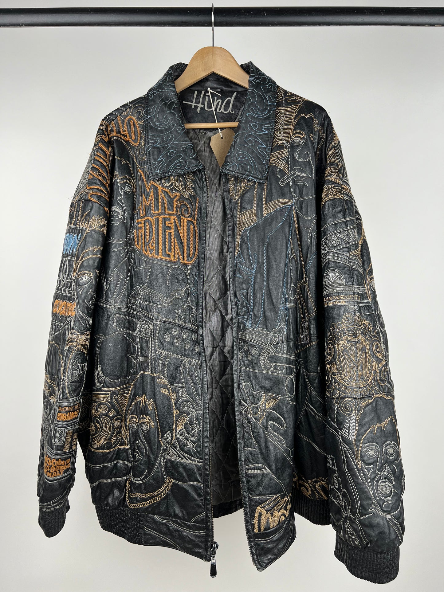 Vintage Scarface 90s Leather Bomber Jacket