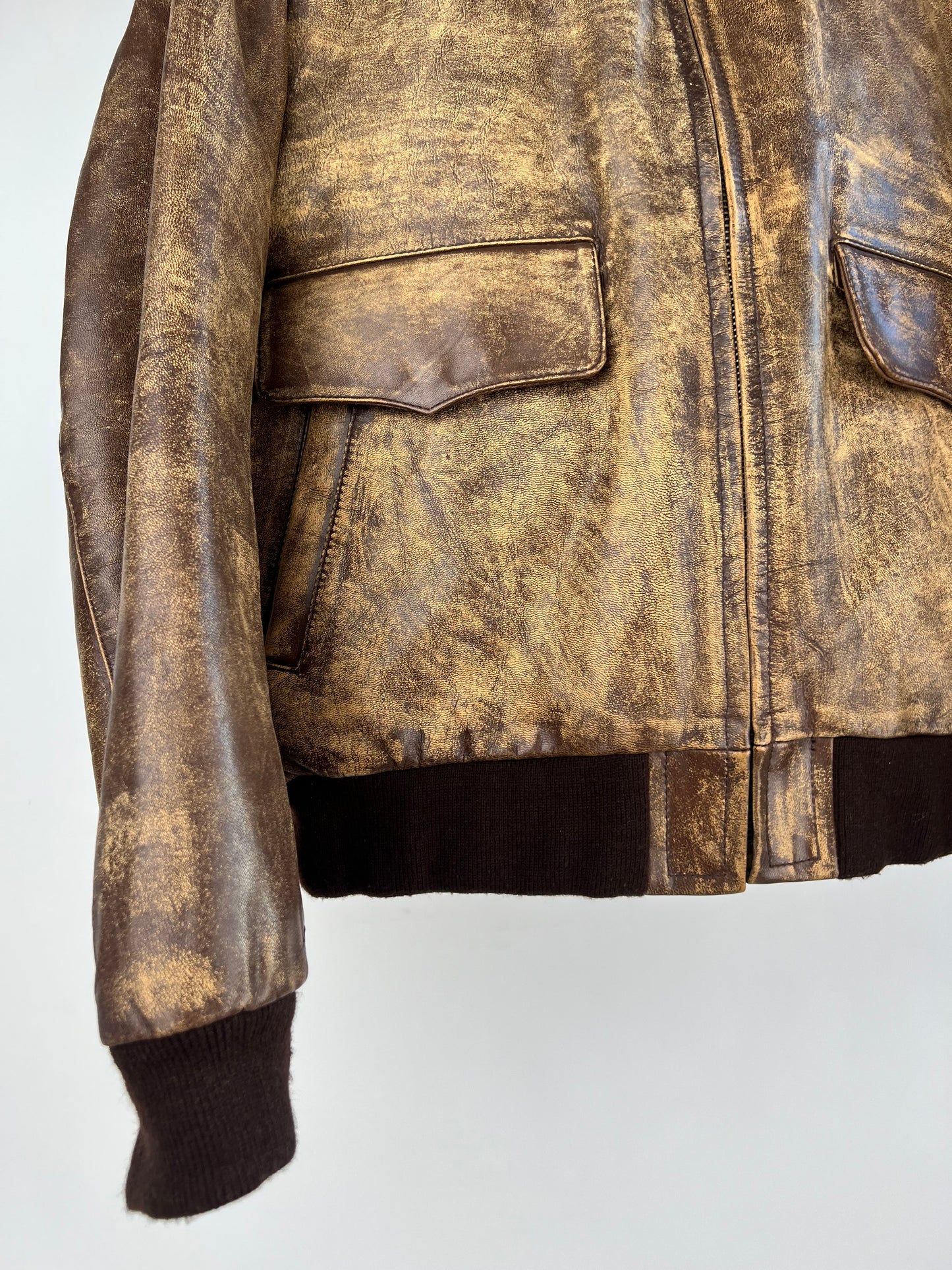 Vintage 90s Distressed Leather Flight Jacket