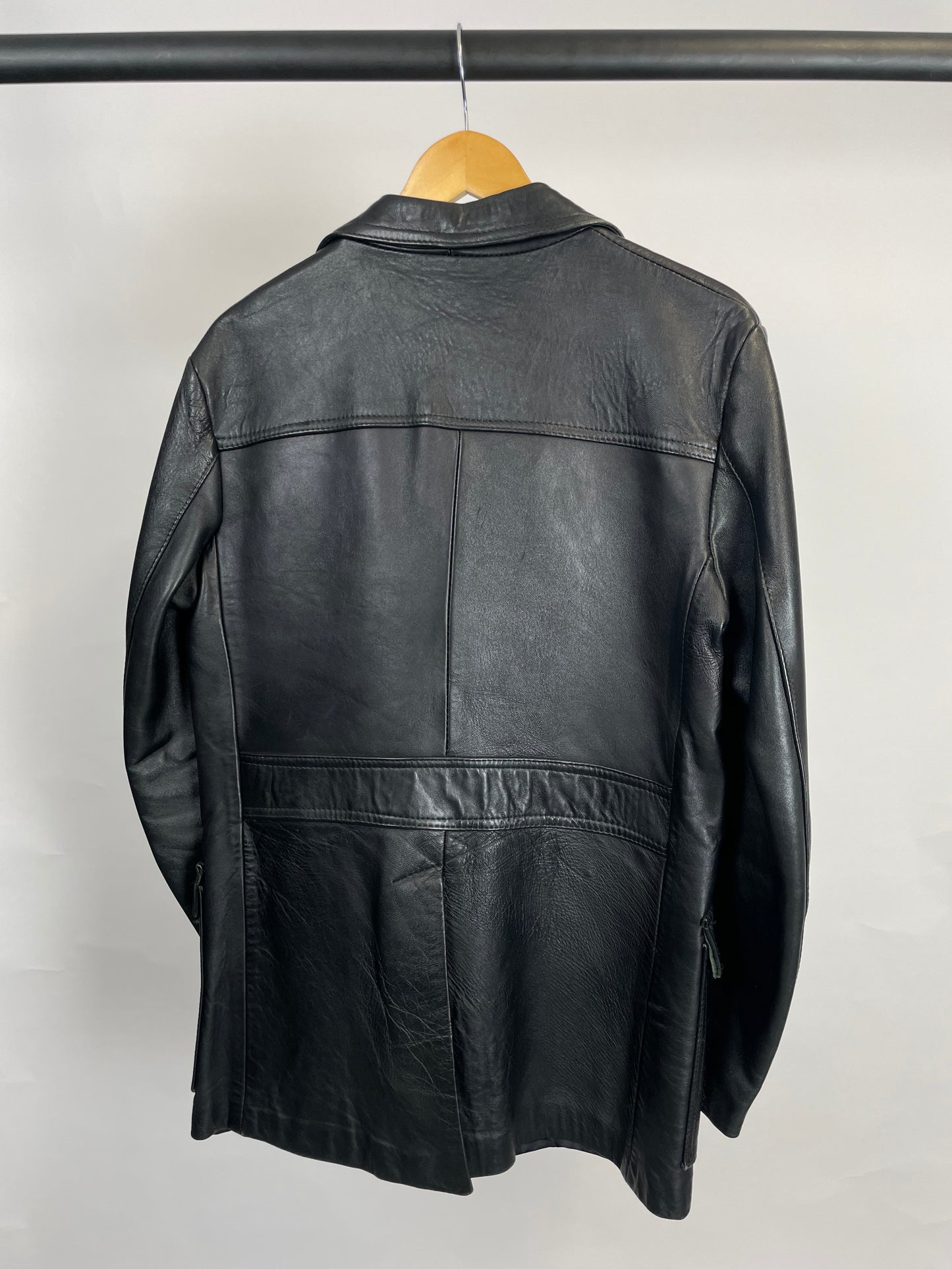 Vintage 90s Long Leather Jacket