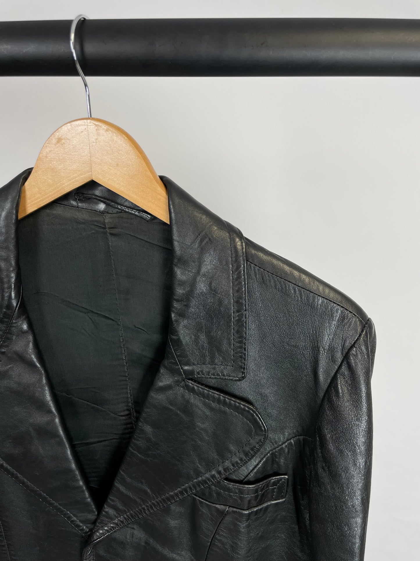 Vintage 90s Long Leather Jacket
