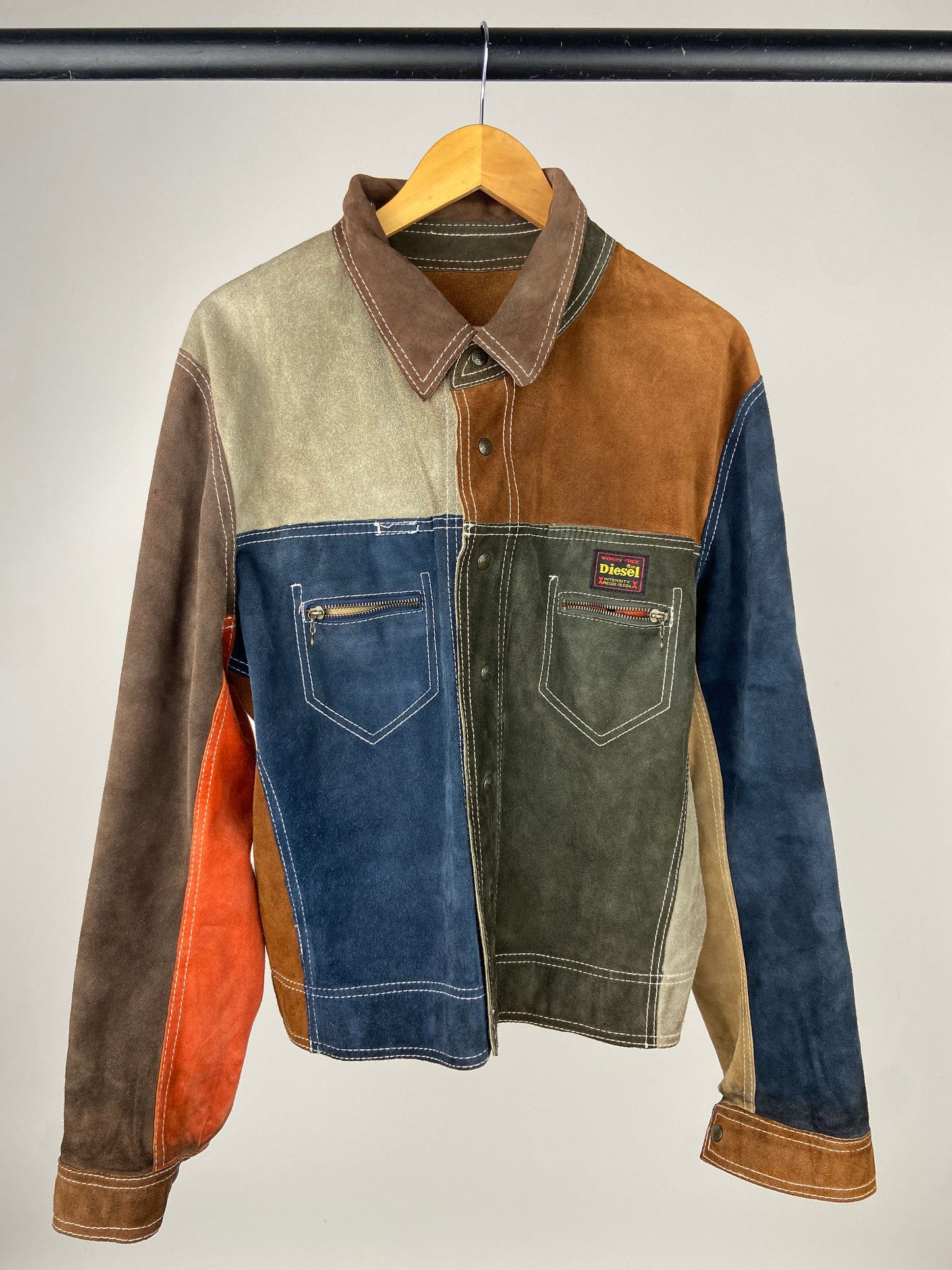 Vintage 90s Reversible Diesel Patchwork Suede Jacket