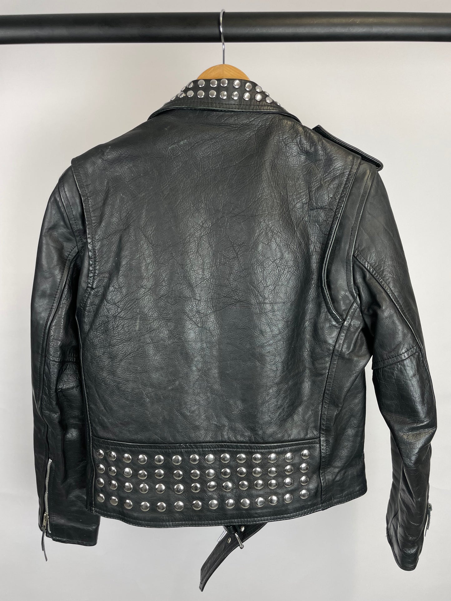 Vintage 80s Classic Studded Leather Biker Jacket