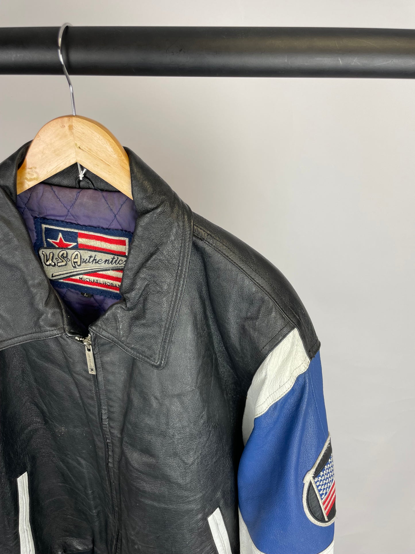 Michael Hoban 90s USA Authentics Bomber Leather Jacket