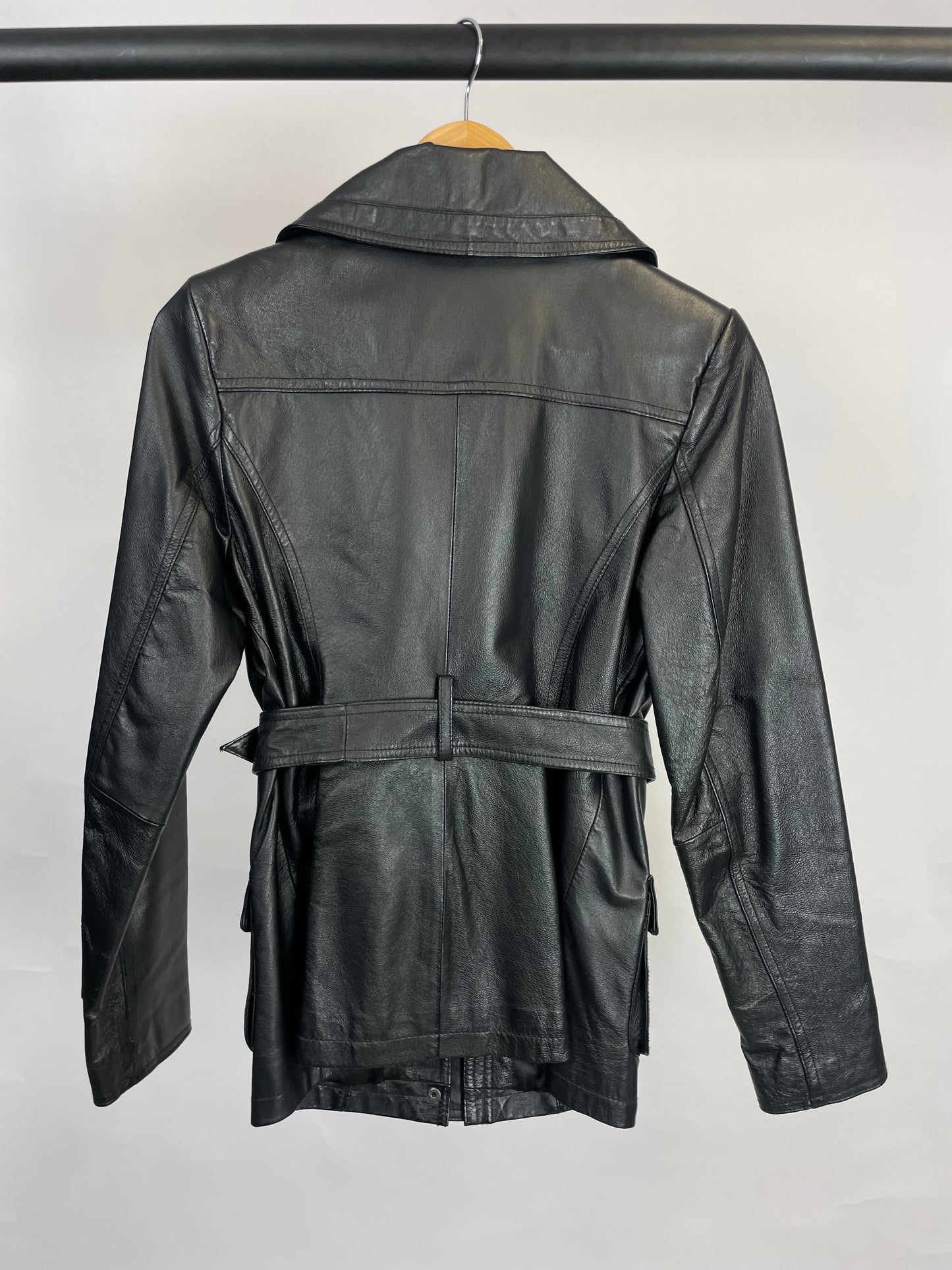 Vintage 90s Long Leather Jacket