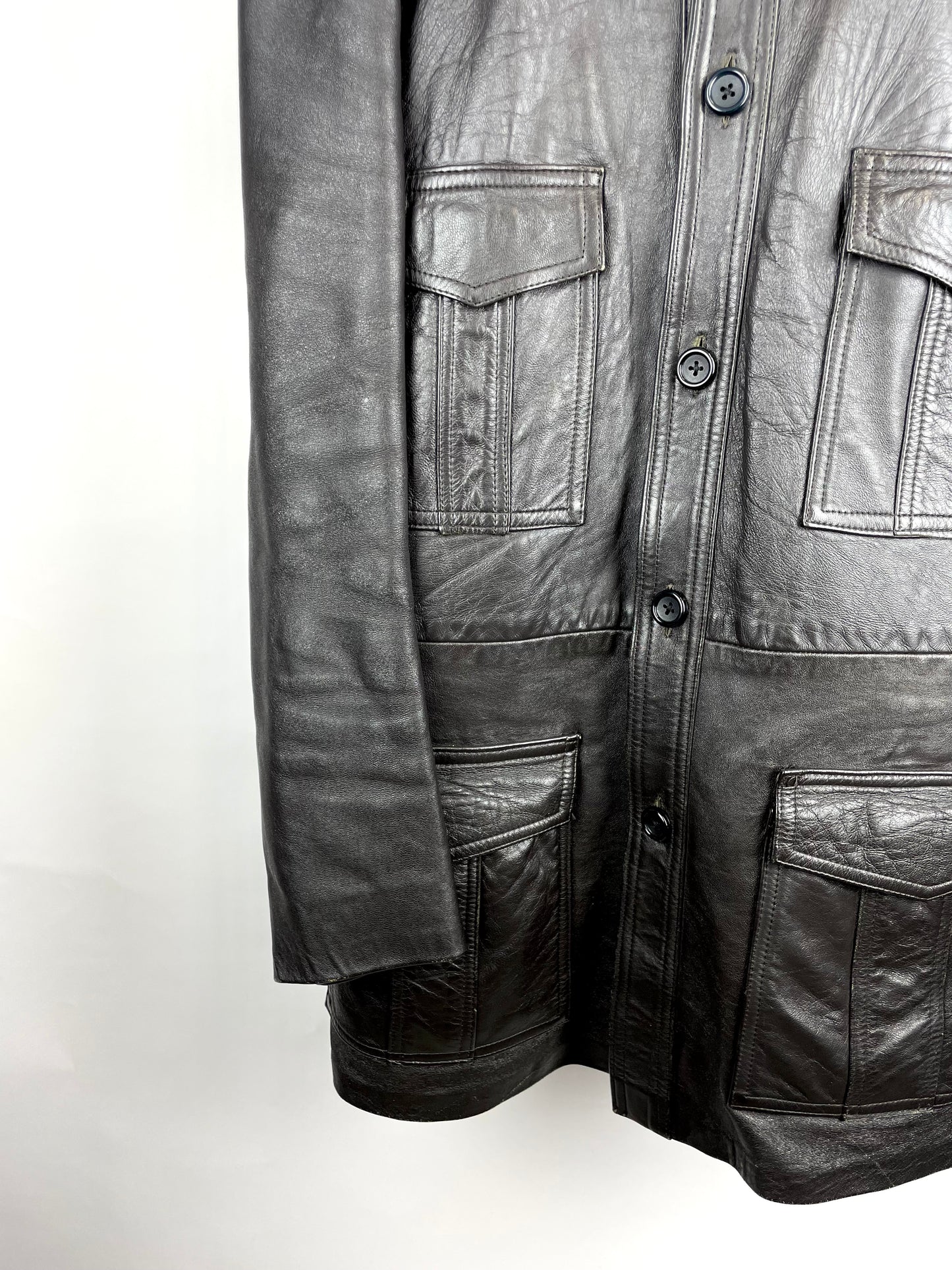 Vintage 90s Long Leather Jacket