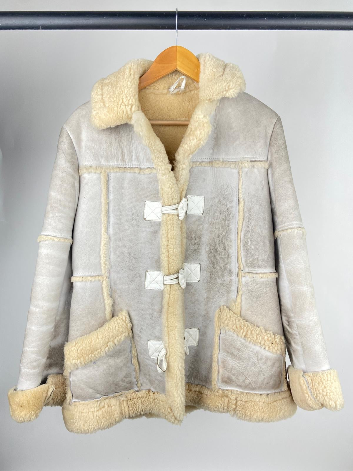 Vintage 80s Heatona Shearling Sheepskin Teddy Coat