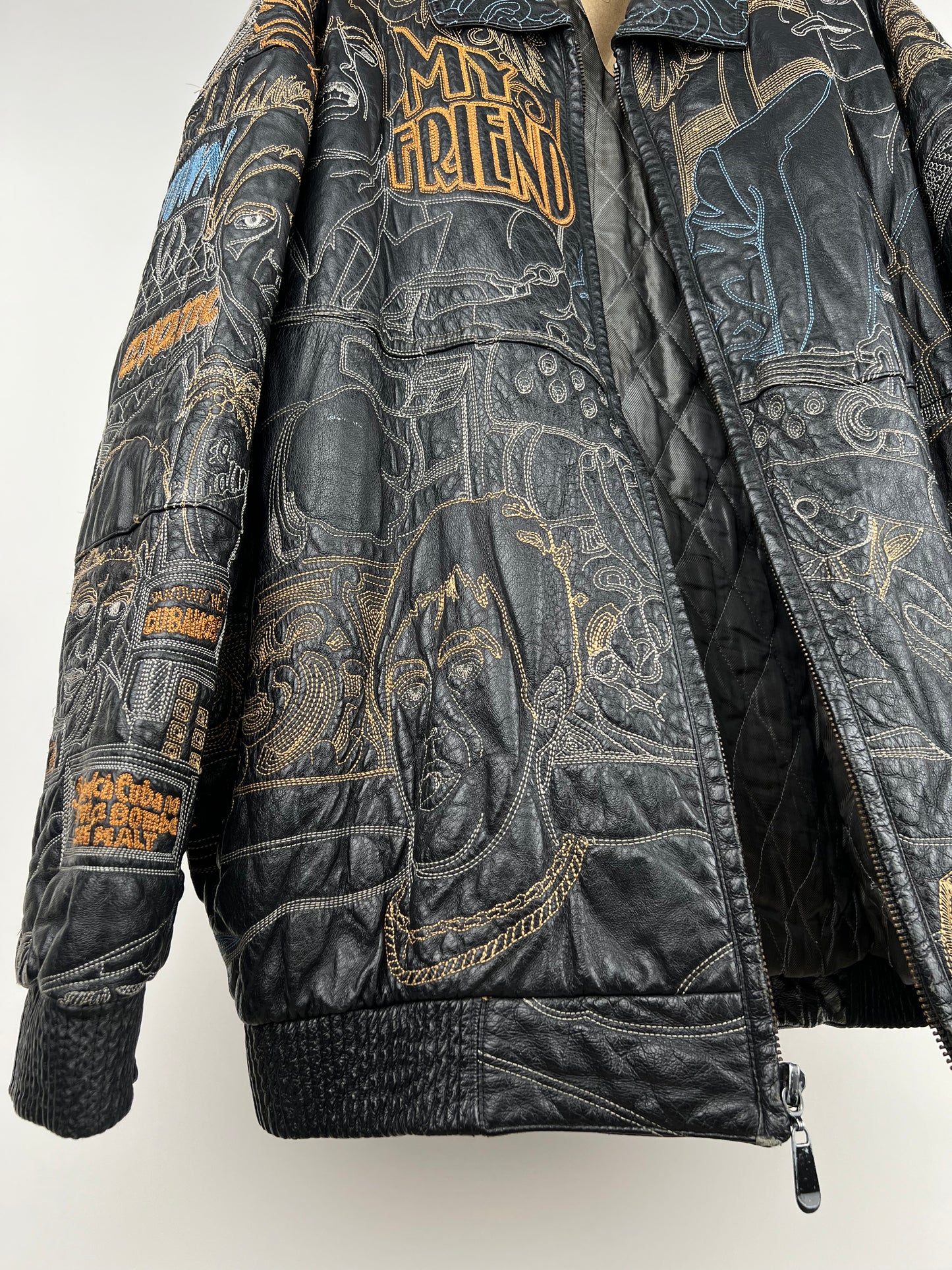 Vintage Scarface 90s Leather Bomber Jacket