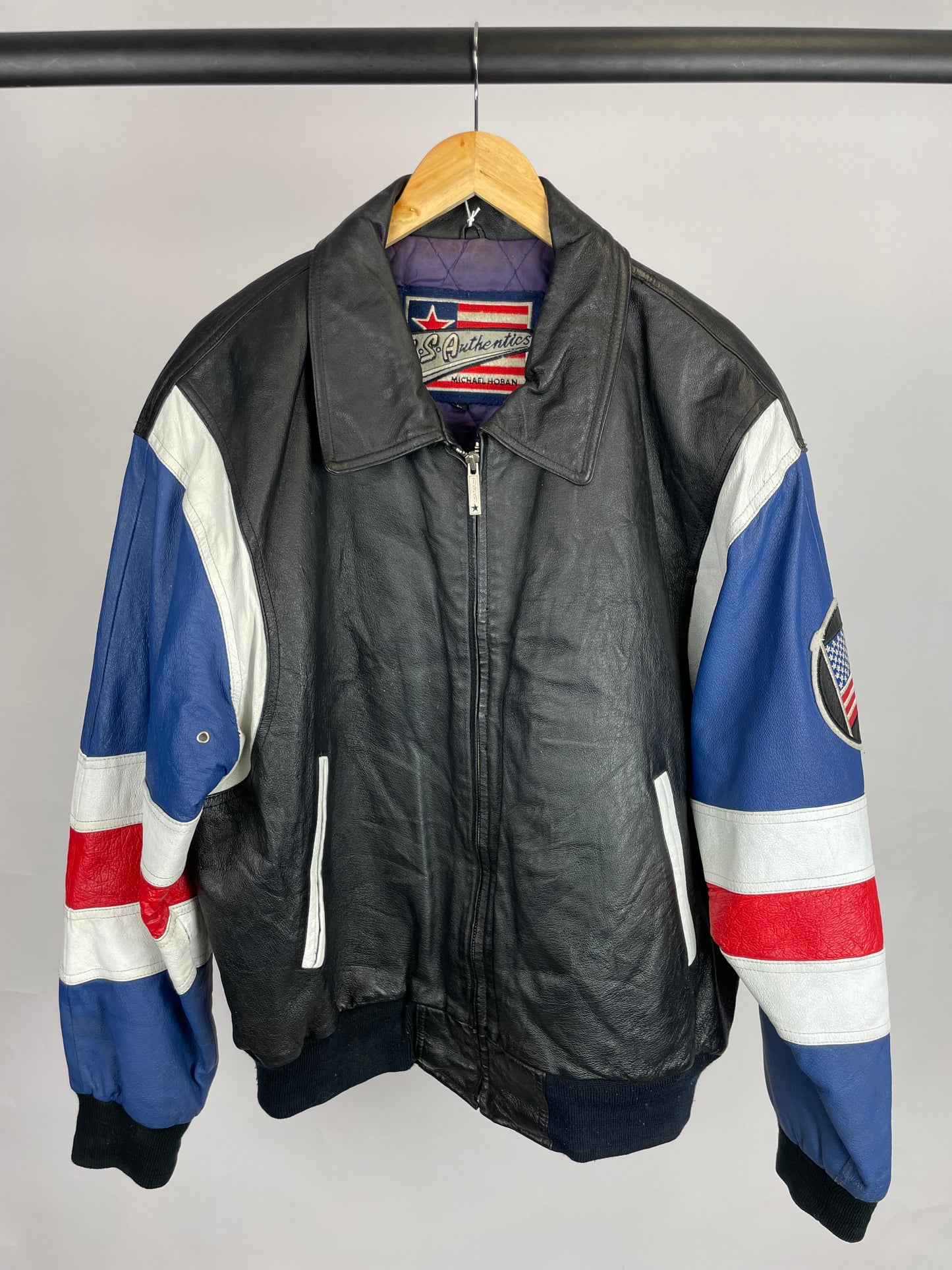 Michael Hoban 90s USA Authentics Bomber Leather Jacket