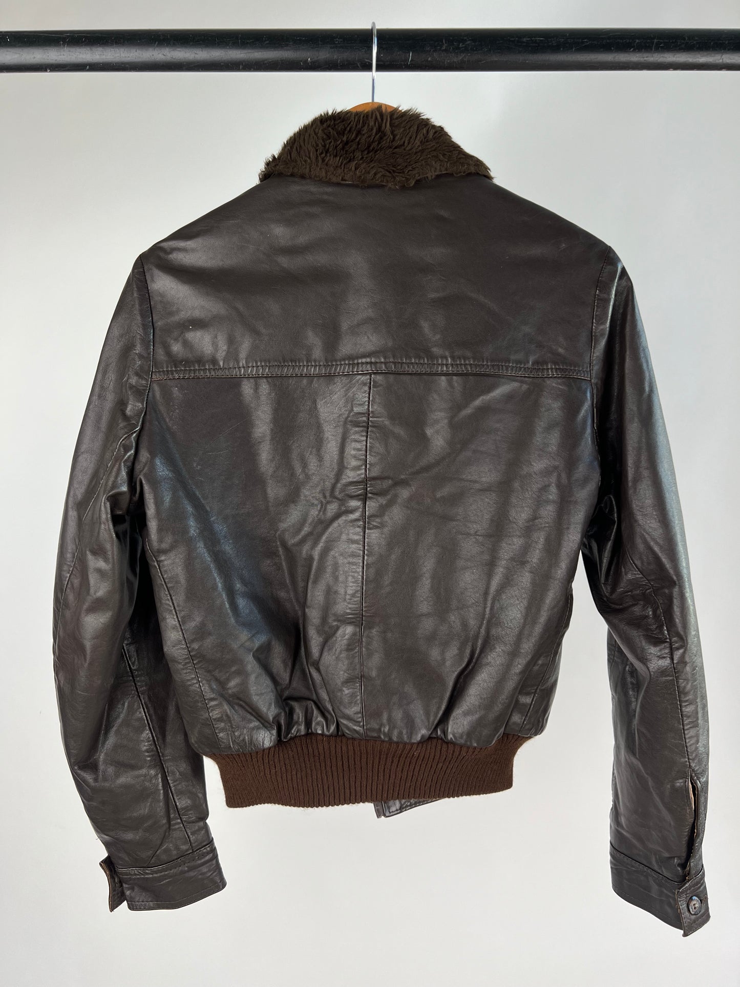 Vintage 70s Brown Leather Aviator Jacket
