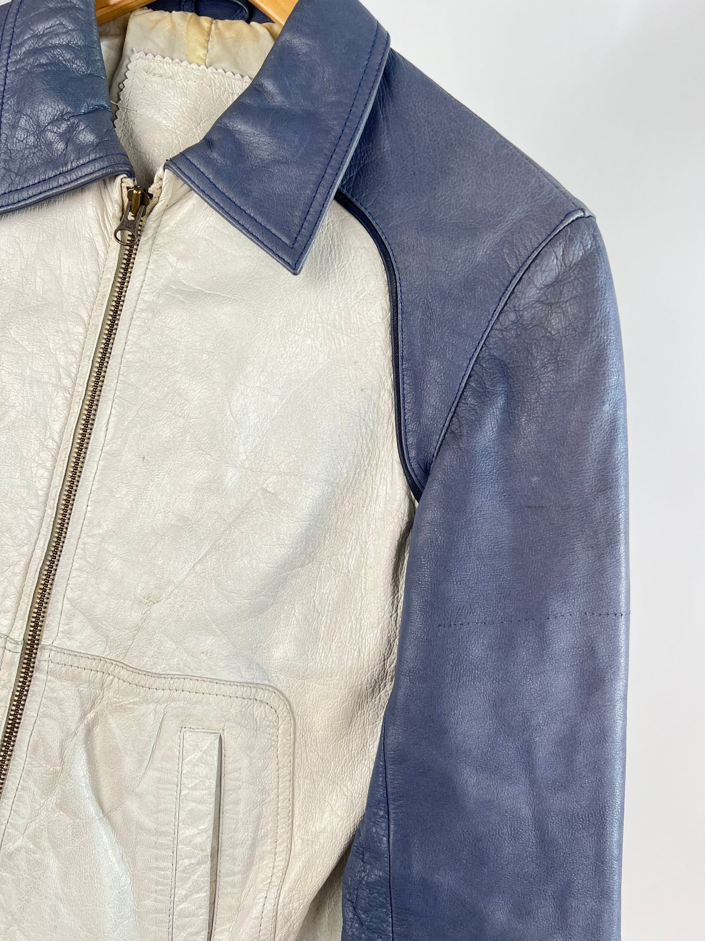 Vintage 90s Two Tone Leather Biker Jacket