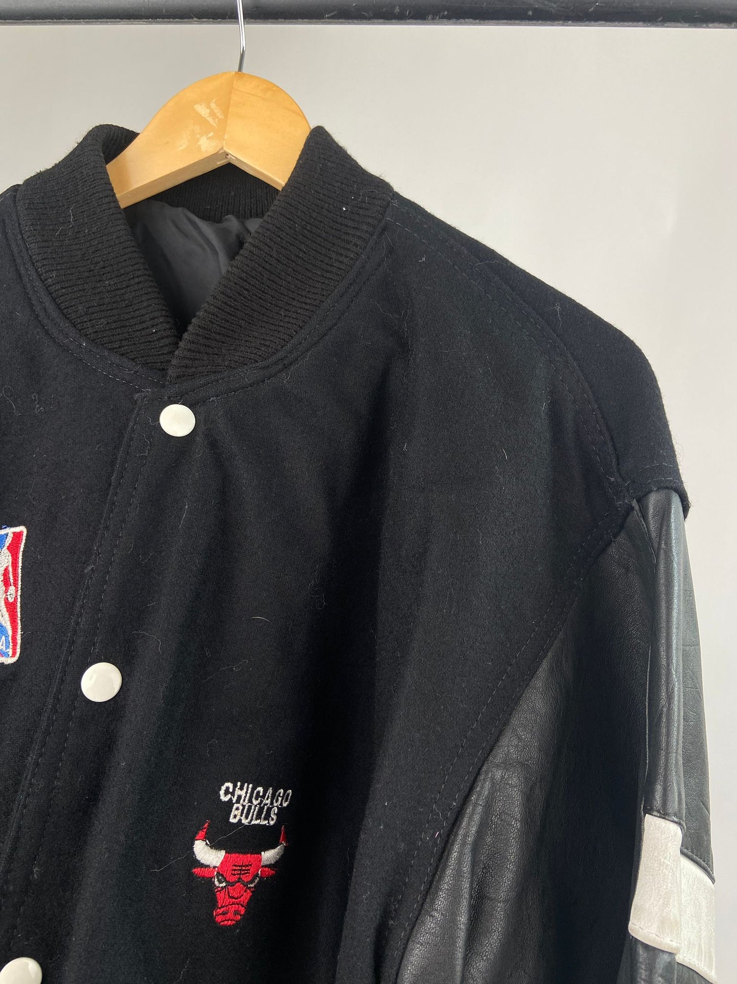 Vintage 90s Chicago Bulls Varsity Leather Jacket