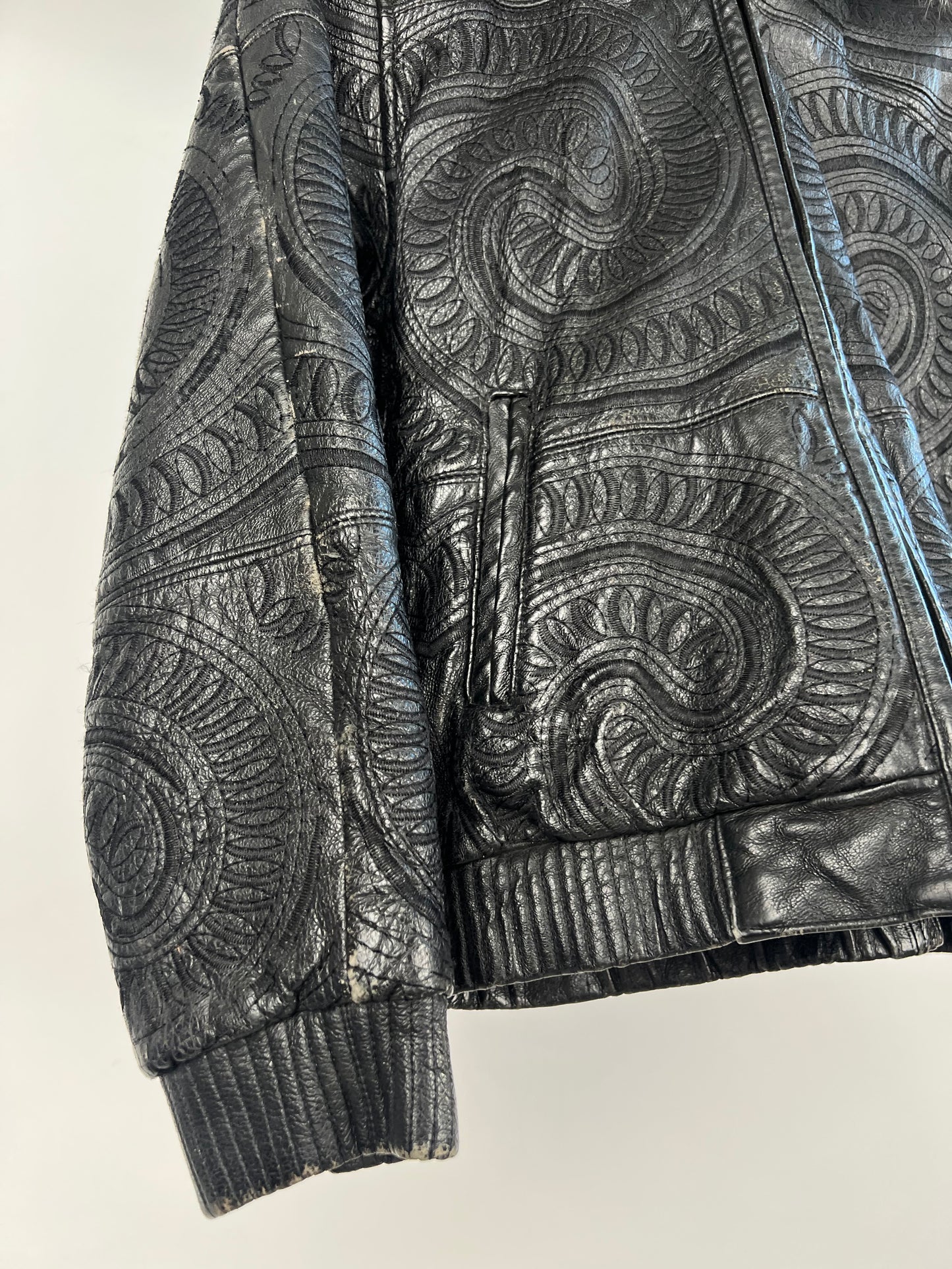 Vintage 90s Embroidered Leather Jacket