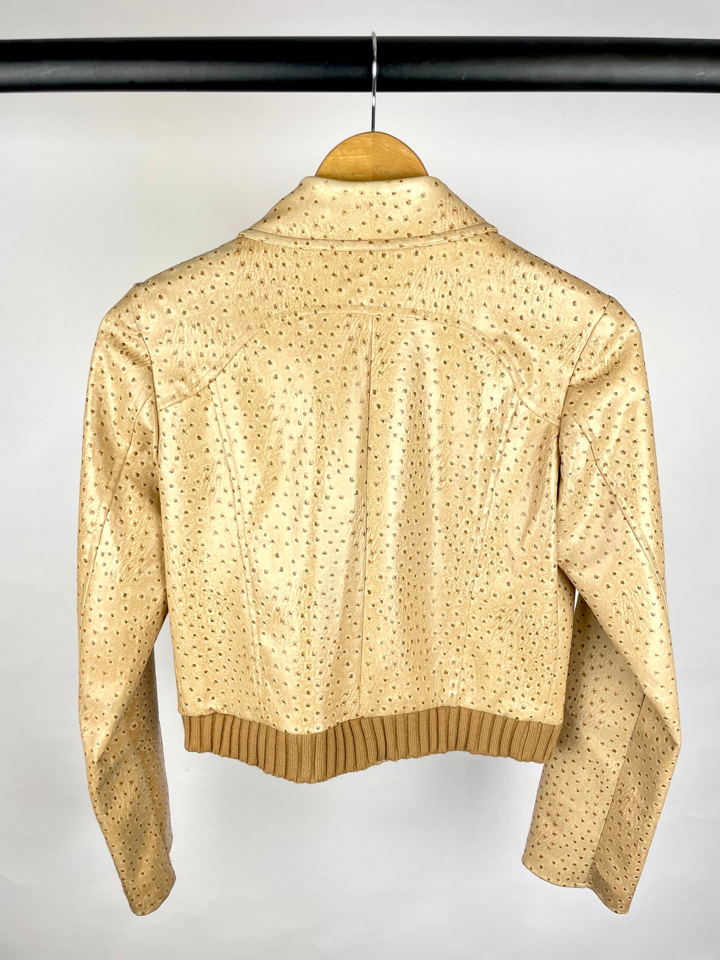 Rare Vintage 90s Ostrich Faux Leather Jacket
