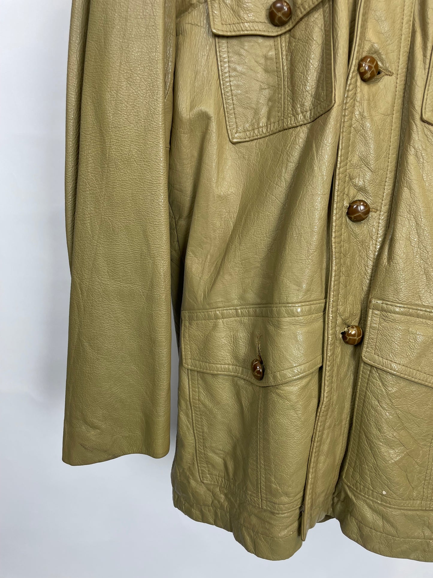 Vintage 70s Genuine Grais Camel Long Leather Jacket