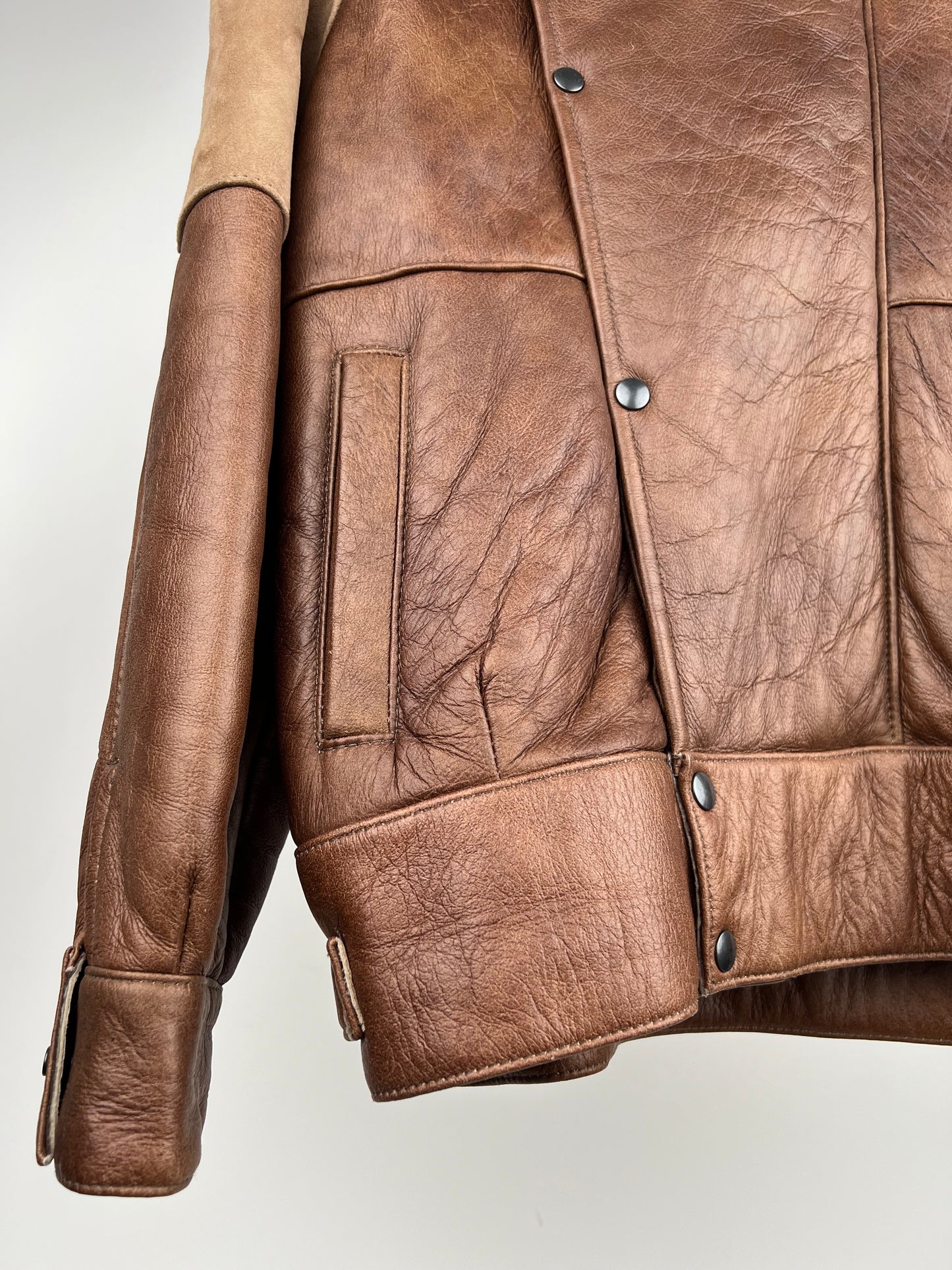 Vintage 80s Patchwork Aviator Pilot Jacket