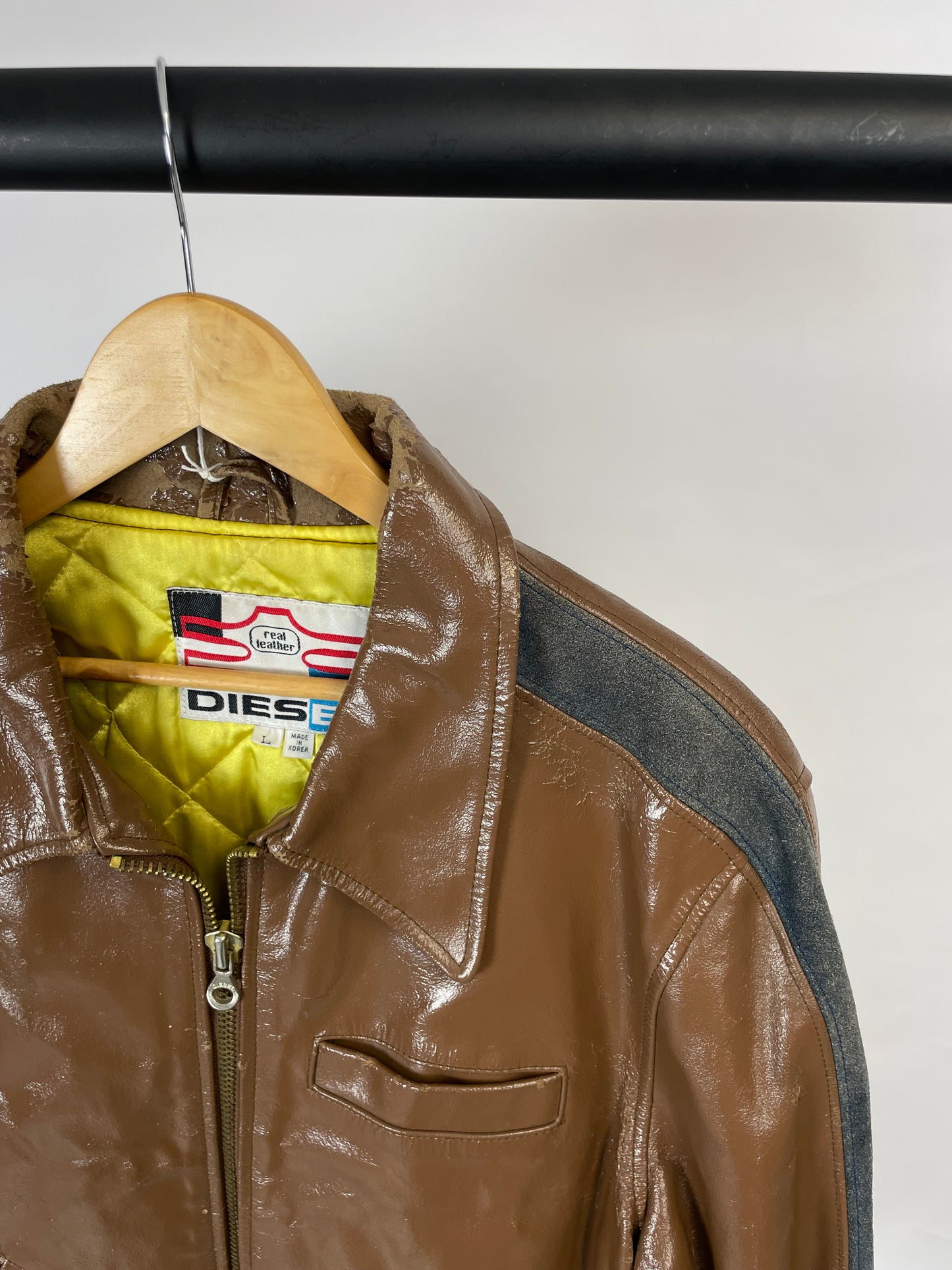 Diesel Original 80s Brown Patent Leather Jacket