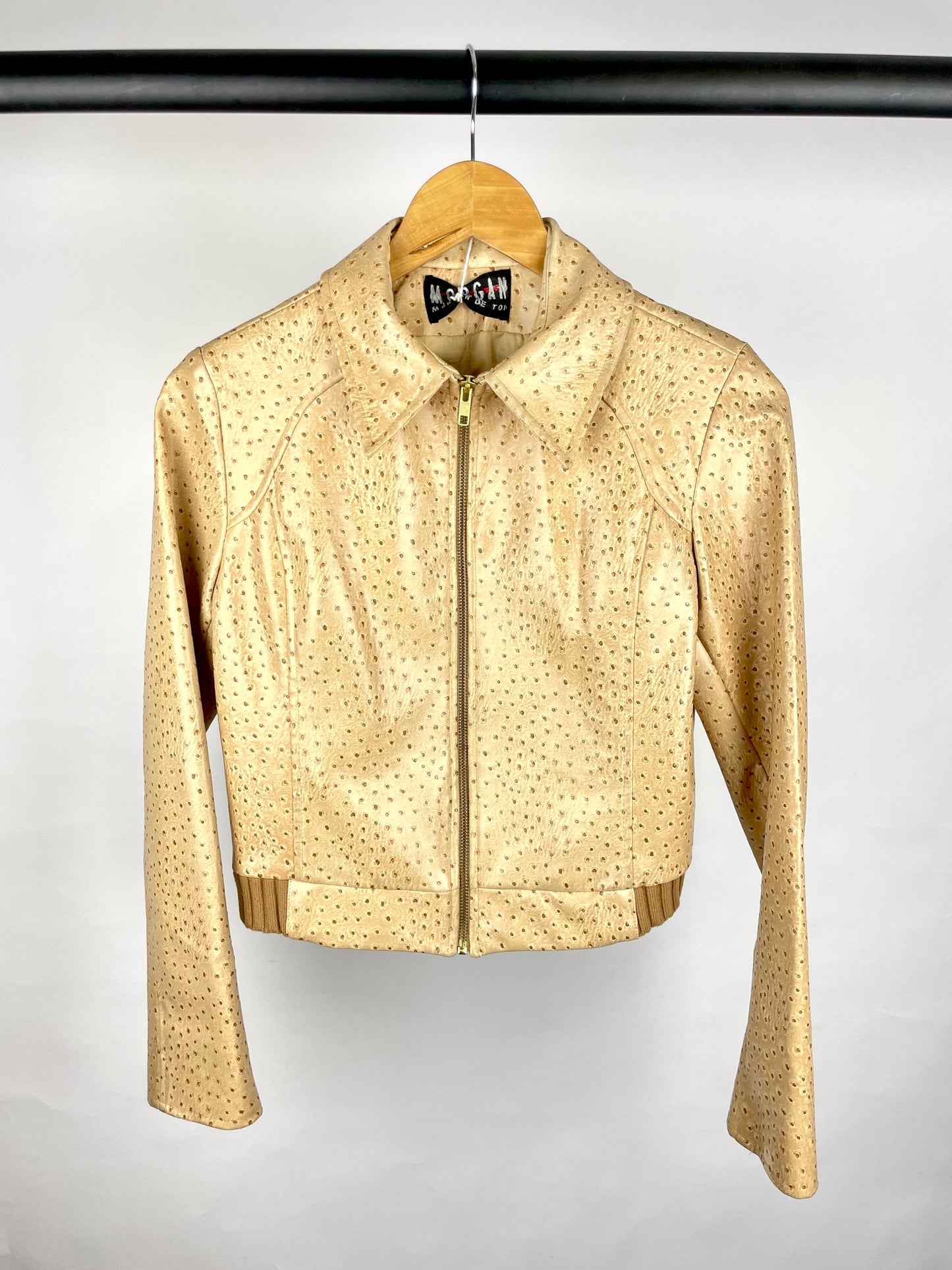 Rare Vintage 90s Ostrich Faux Leather Jacket
