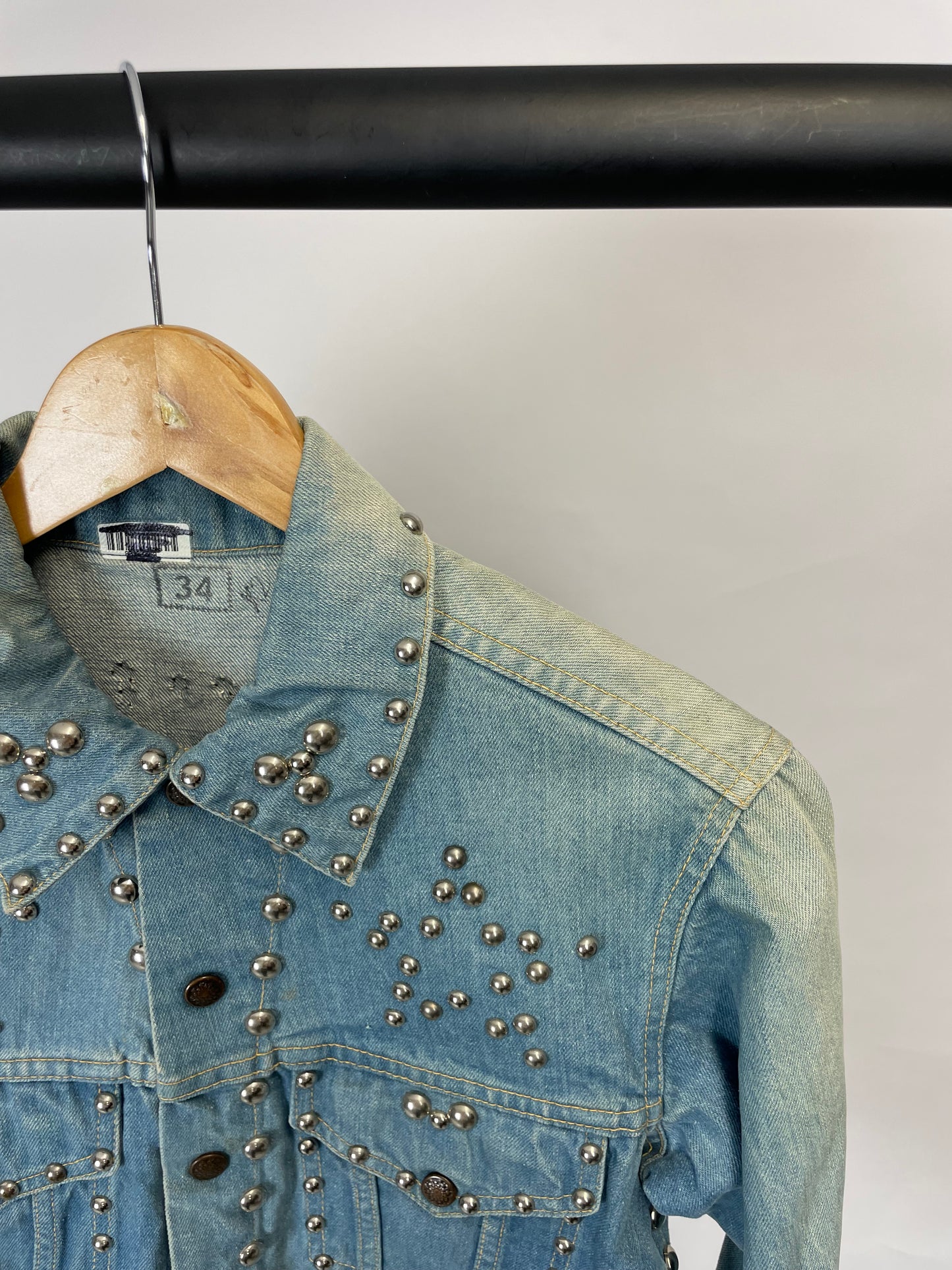 Vintage 90s Denim Star Tack Pattern Jacket