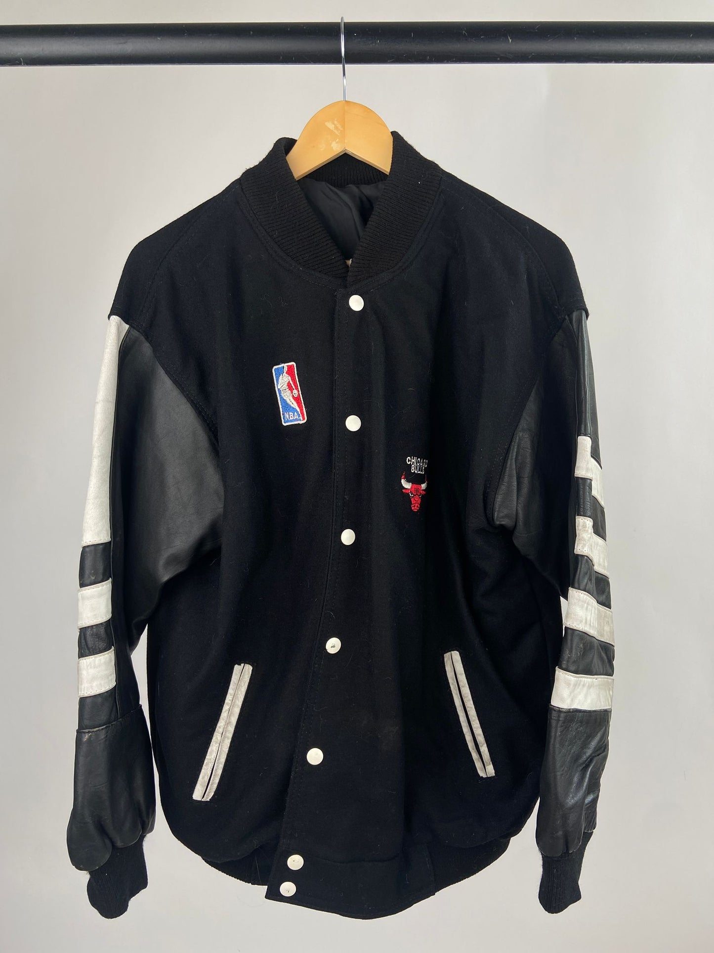 Vintage 90s Chicago Bulls Varsity Leather Jacket