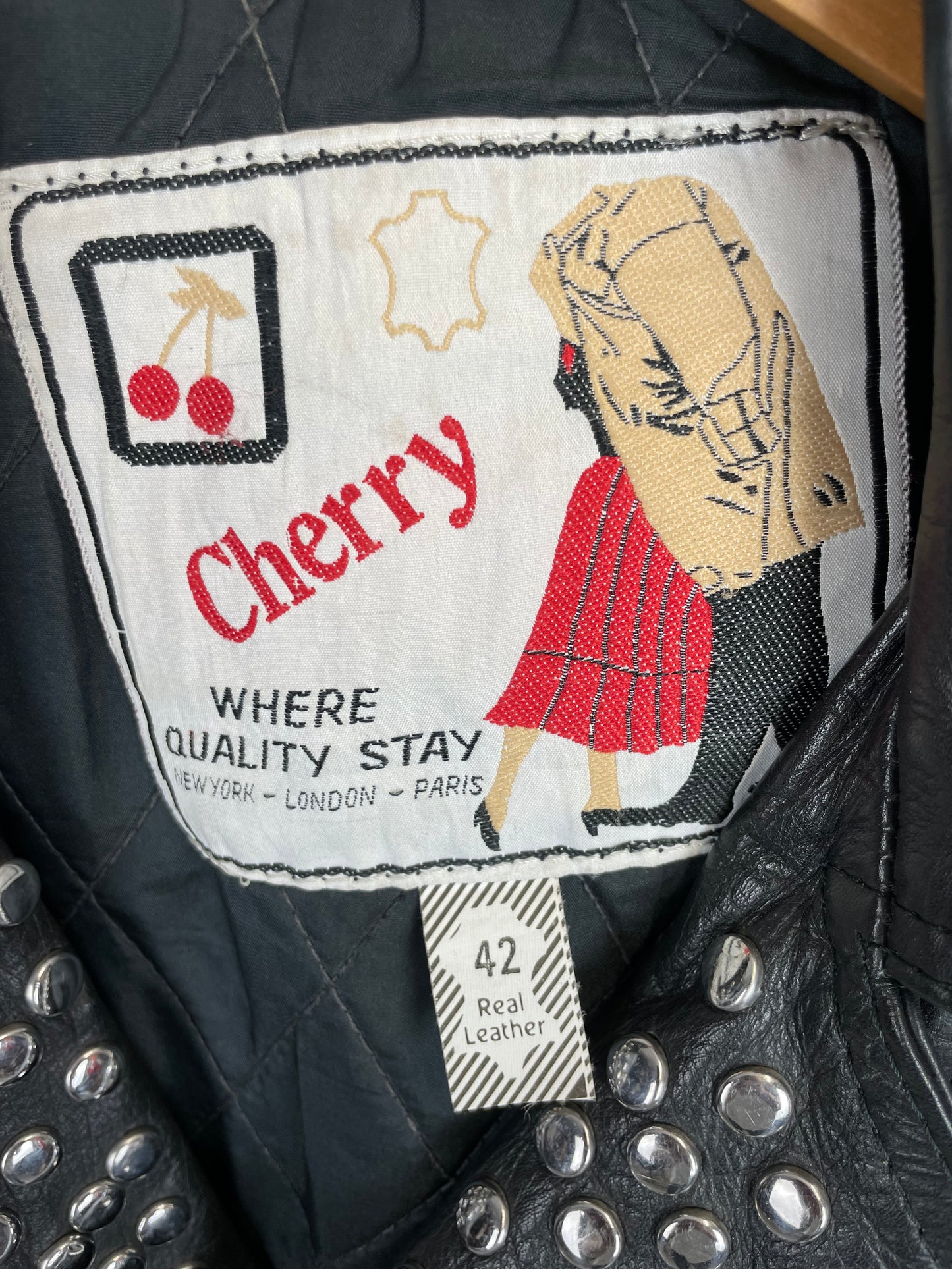 Vintage 80s Classic Studded Leather Biker Jacket