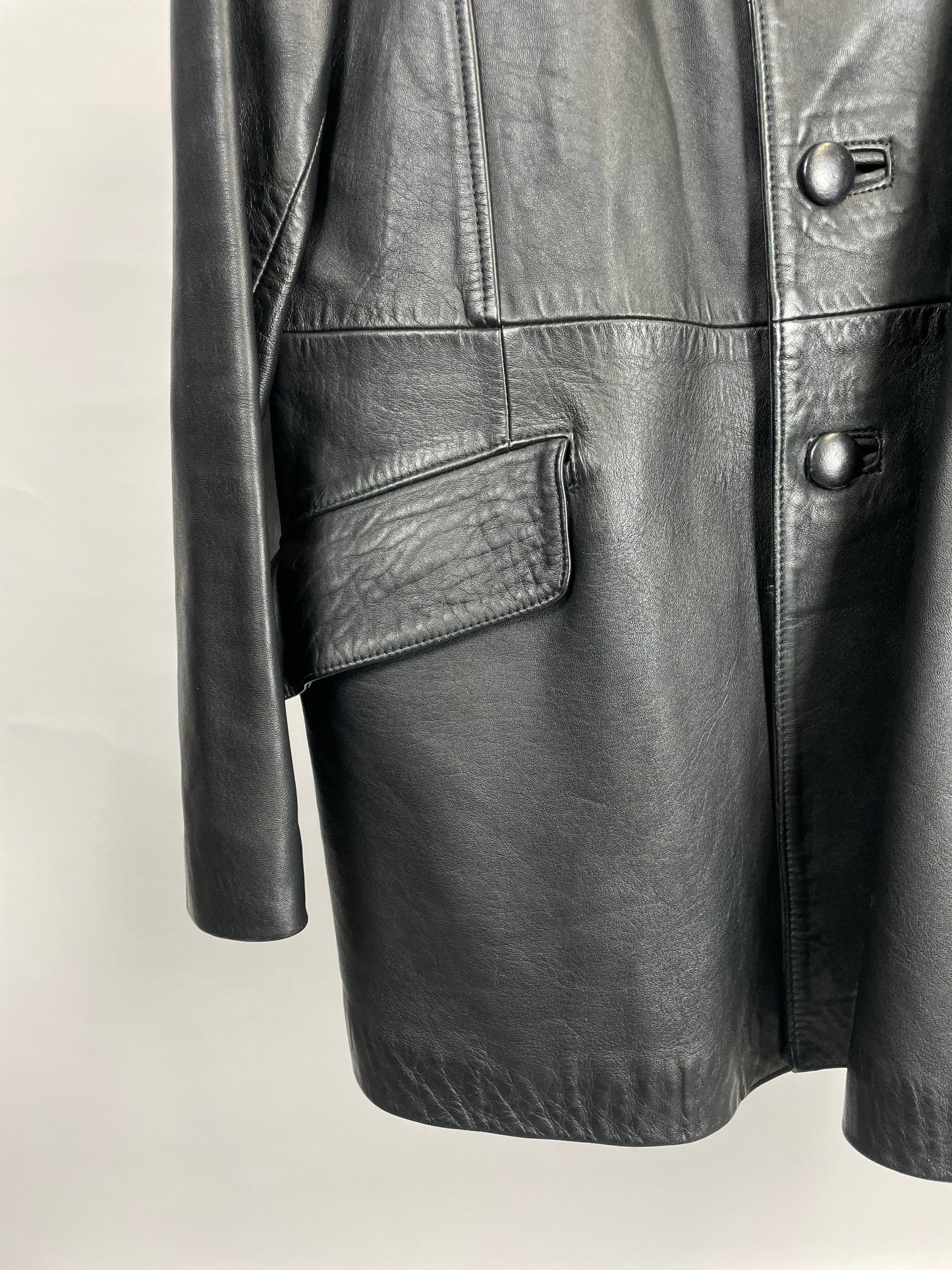 Vintage 90s Long Leather Jacket