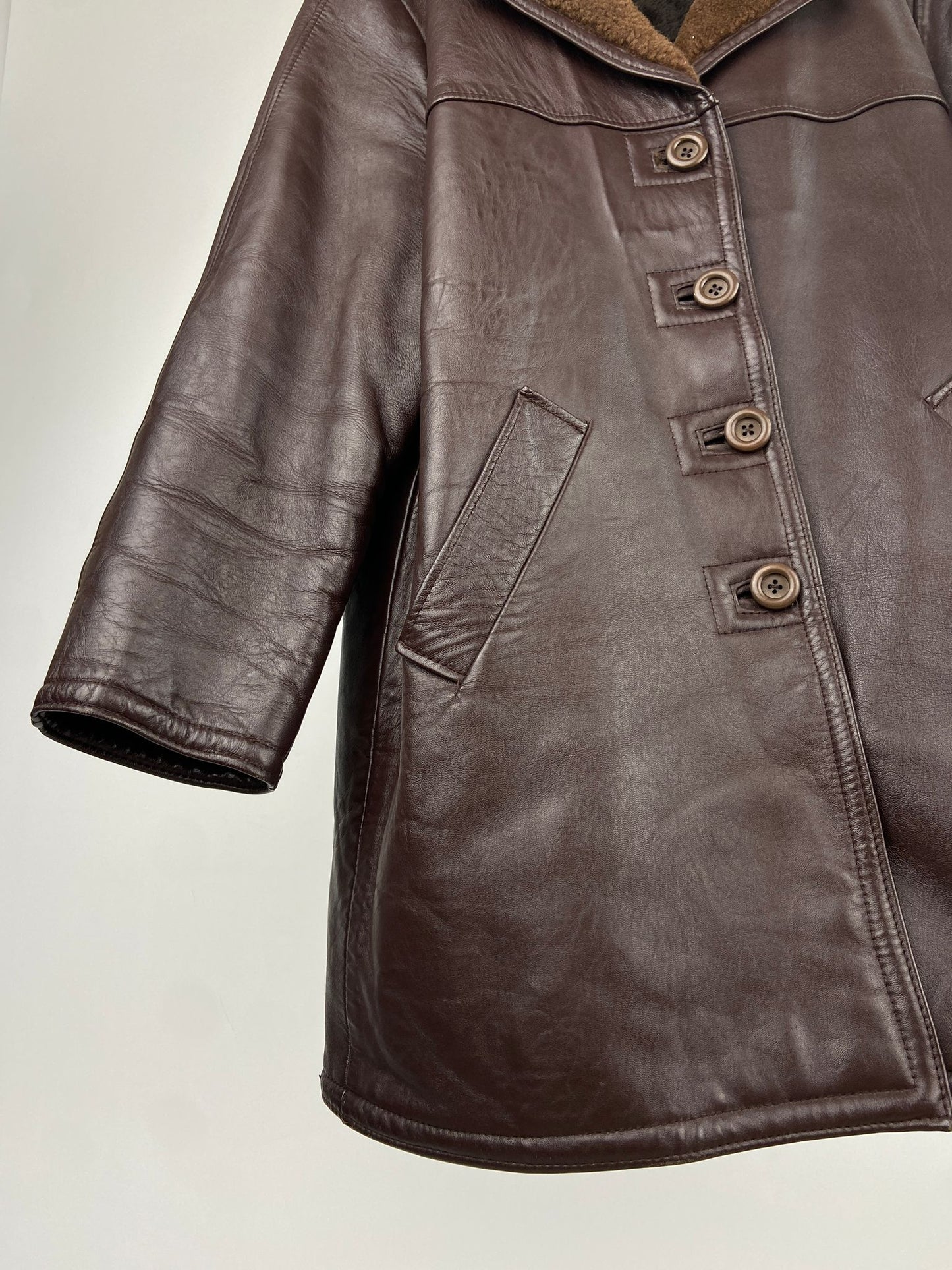 Vintage 70s Long Leather Sheepskin Jacket