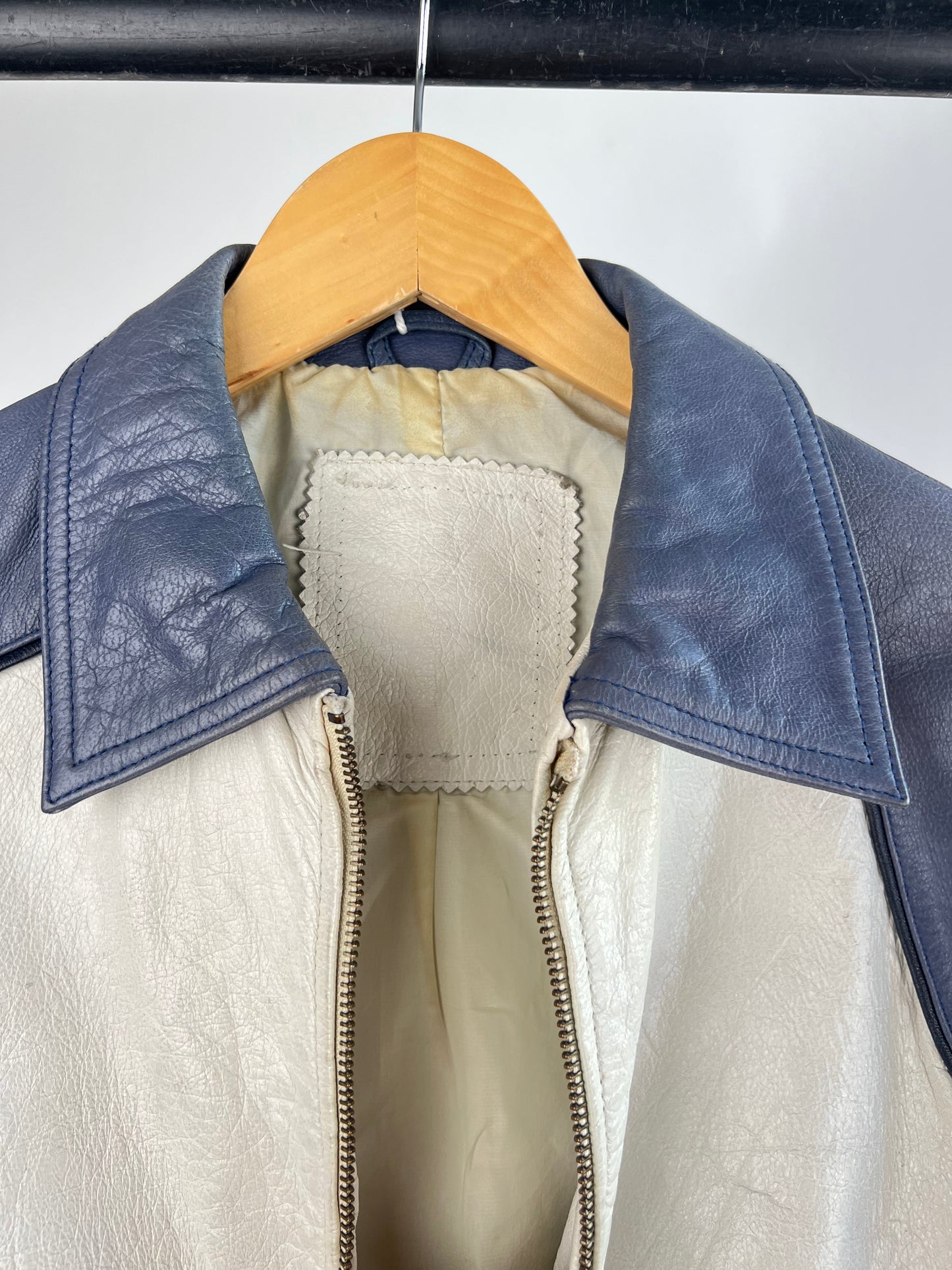 Vintage 90s Two Tone Leather Biker Jacket
