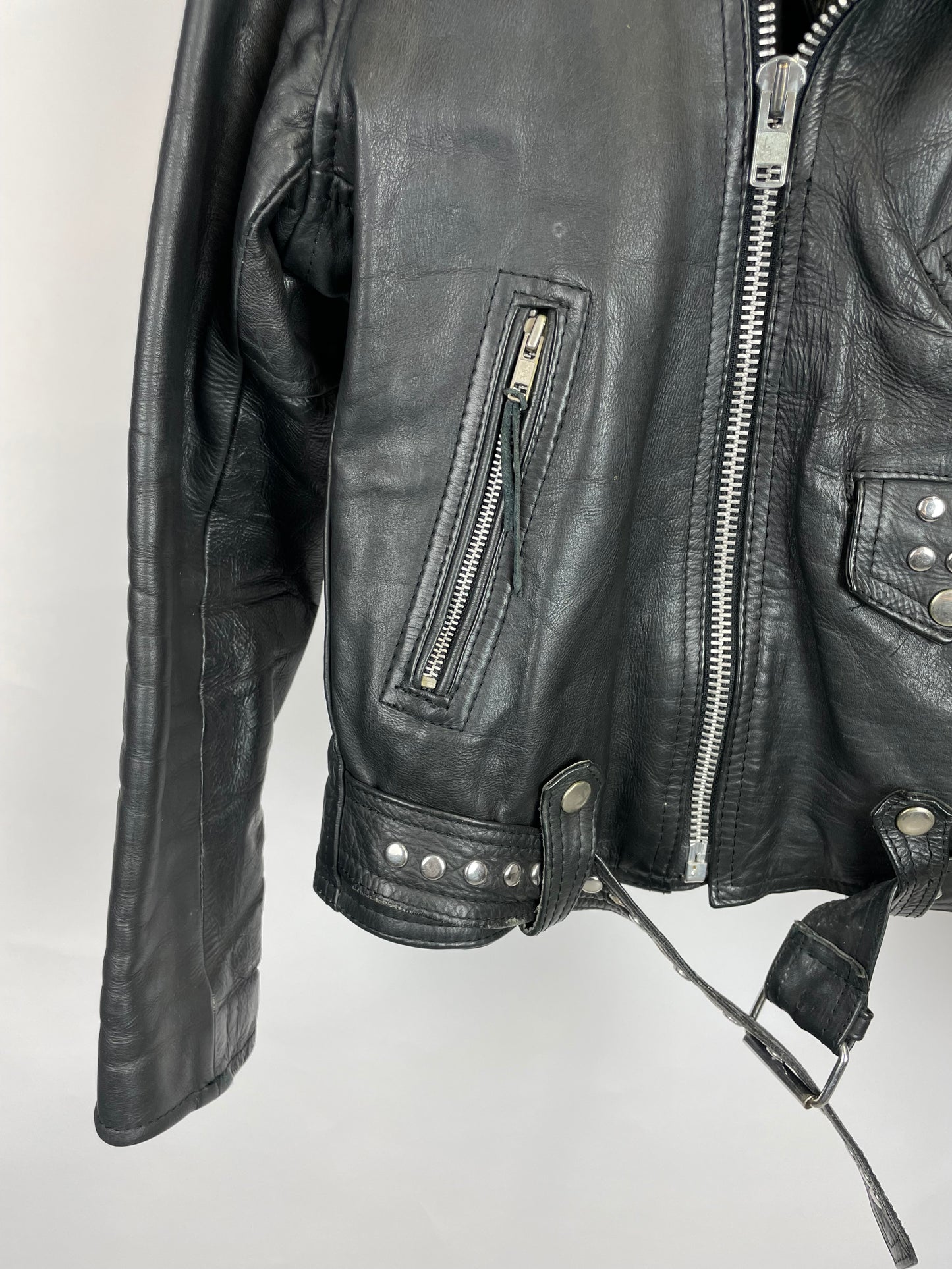 Vintage 80s Classic Studded Leather Biker Jacket