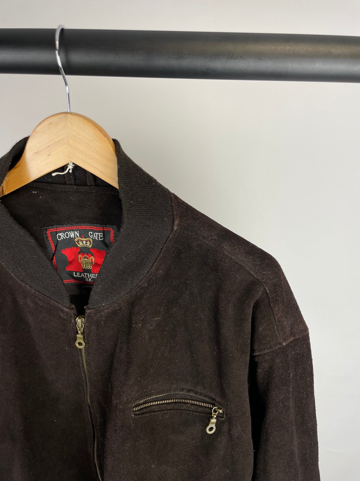 Vintage 90s Crown Gate Leathers Bomber Suede Jacket