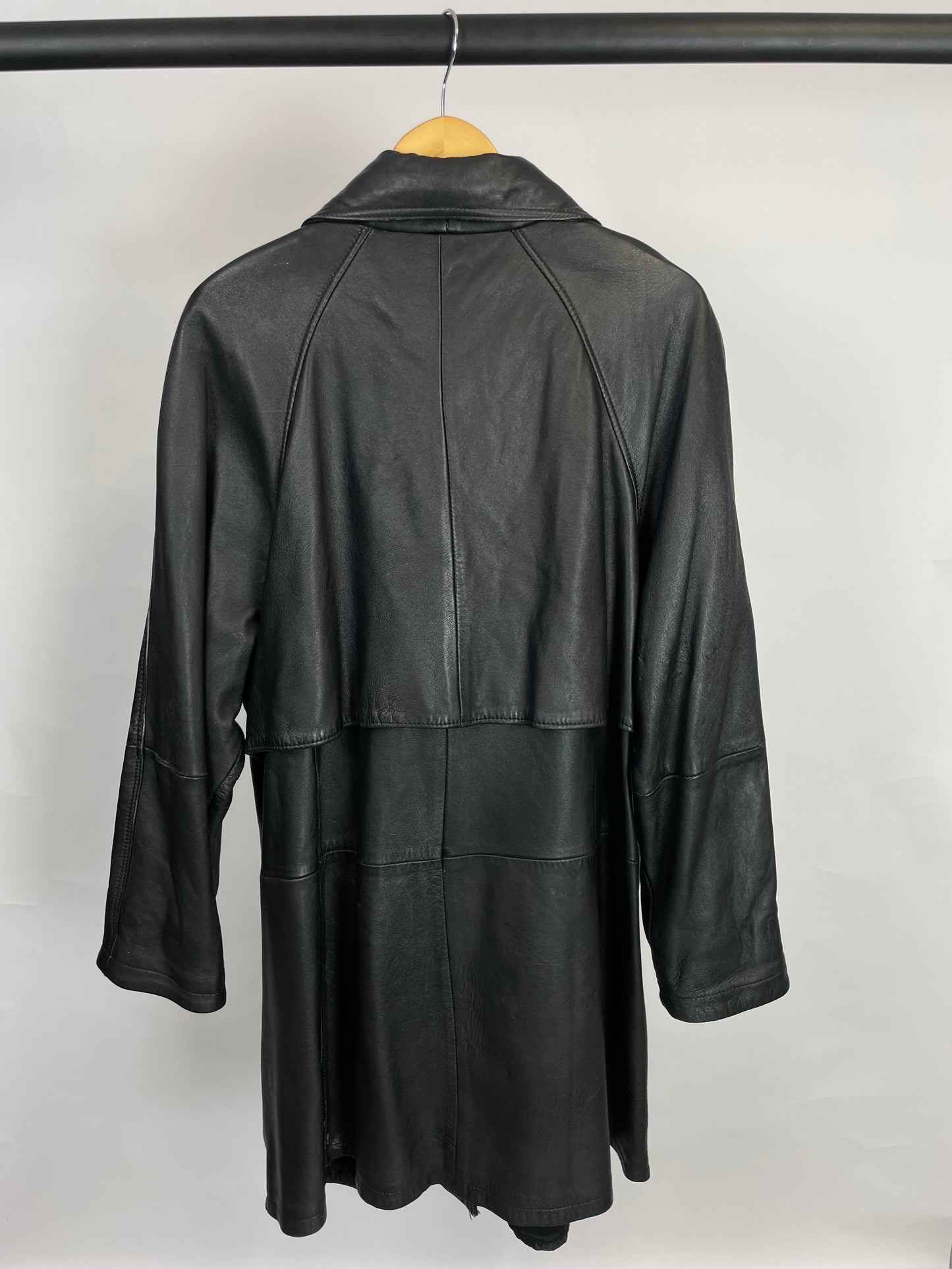 Vintage 90s Echtes Leader Long Leather Jacket