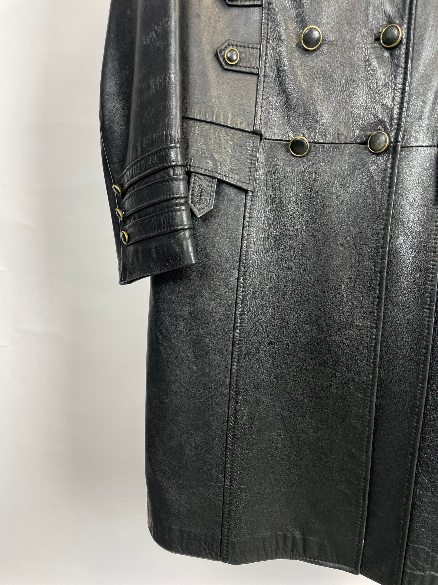 Vintage 90s Long Trench Leather Jacket